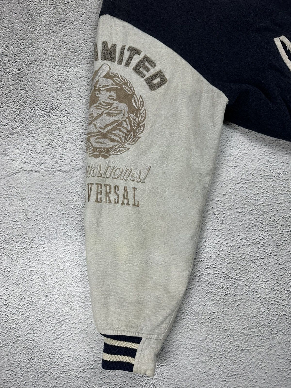 Japanese Brand Vintage Varsity Wool Jacket Unlimited Universal Distressed Size US XL / EU 56 / 4 - 9 Thumbnail