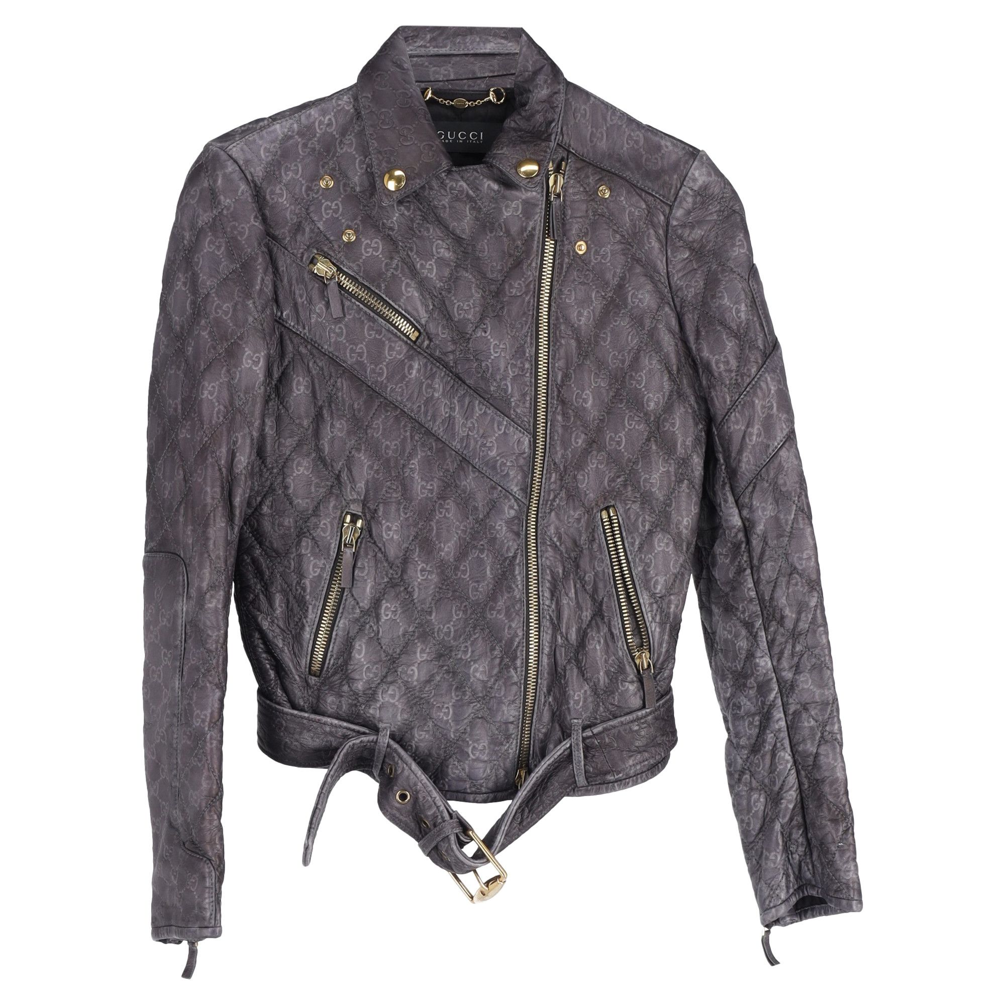 Gucci Gucci Monogram Biker Jacket in Black Leather Size S / US 4 / IT 40 - 1 Thumbnail