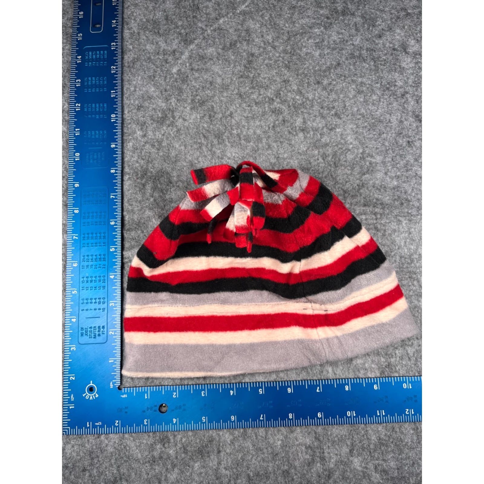 Walmart Walmart Beanie Toque Womens One Size Red Black Gray Stripe Knit Polyester Pom Hat Size ONE SIZE - 4 Thumbnail