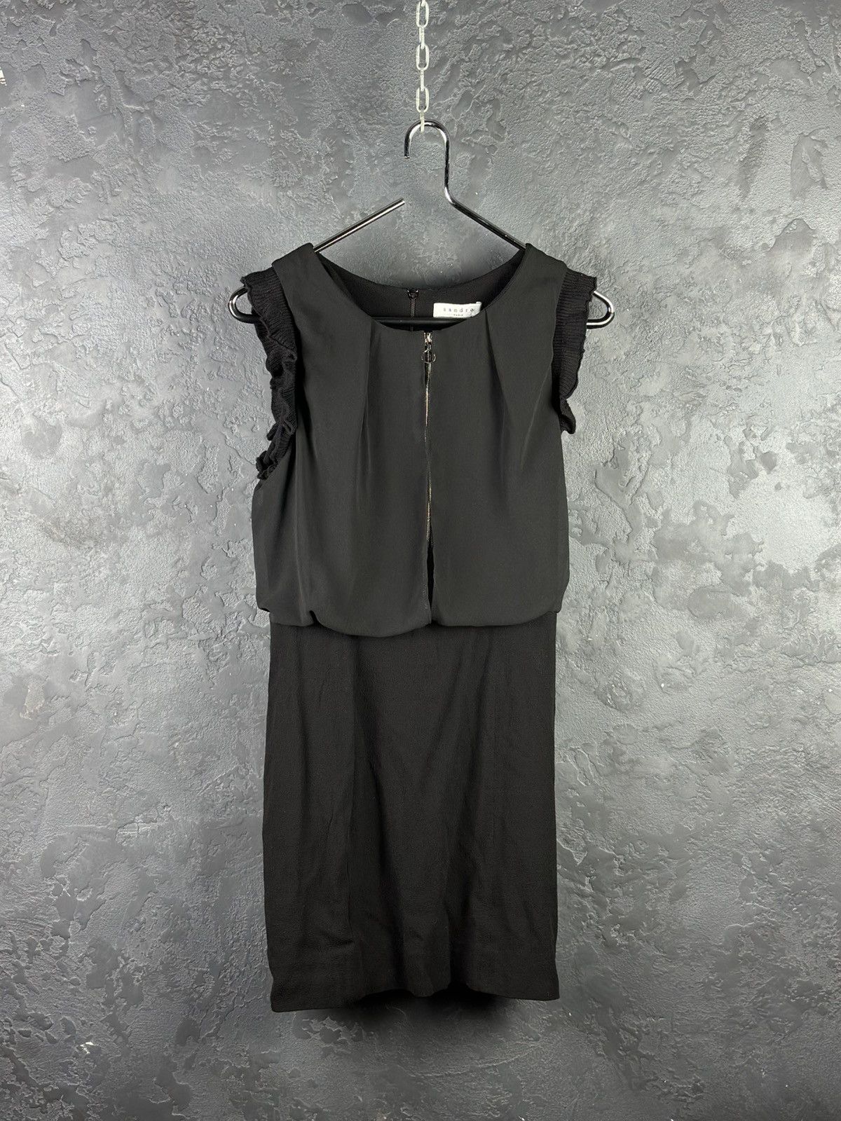 Sandro SANDRO Viscose Crepe Exposed Zipper Flutter Sleeve Dress Size S / US 4 / IT 40 - 2 Thumbnail