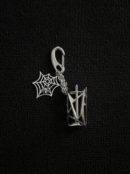 Jewelry Silver Geometric Lighter Holder Keychain Size ONE SIZE - 4 Thumbnail