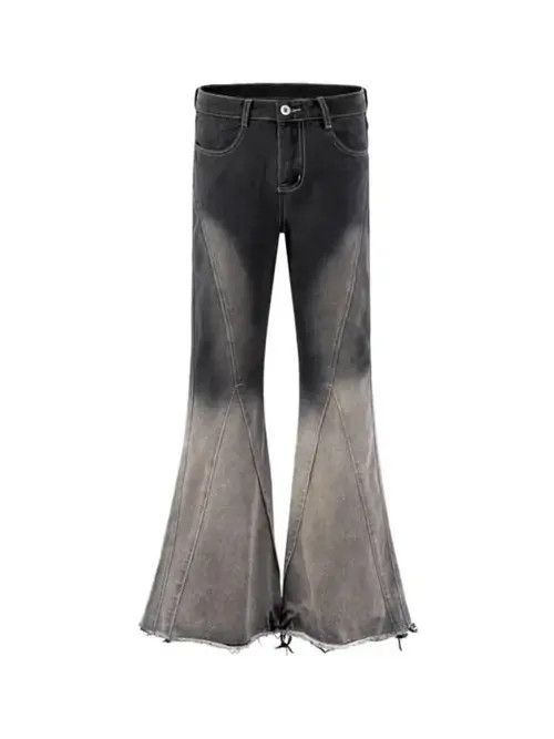 Jean Vintage washed gradient raw edge draped micro-flare jeans Size US 33 - 5 Thumbnail