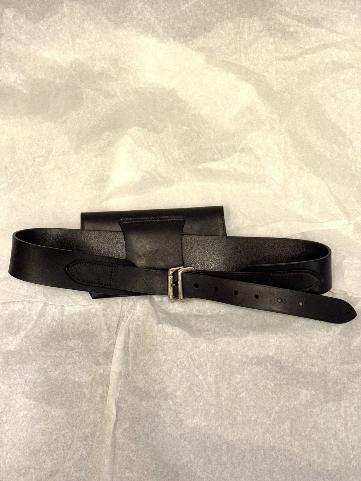 Lemaire lemaire belt and bag in matt black heavy leather Size ONE SIZE - 3 Thumbnail