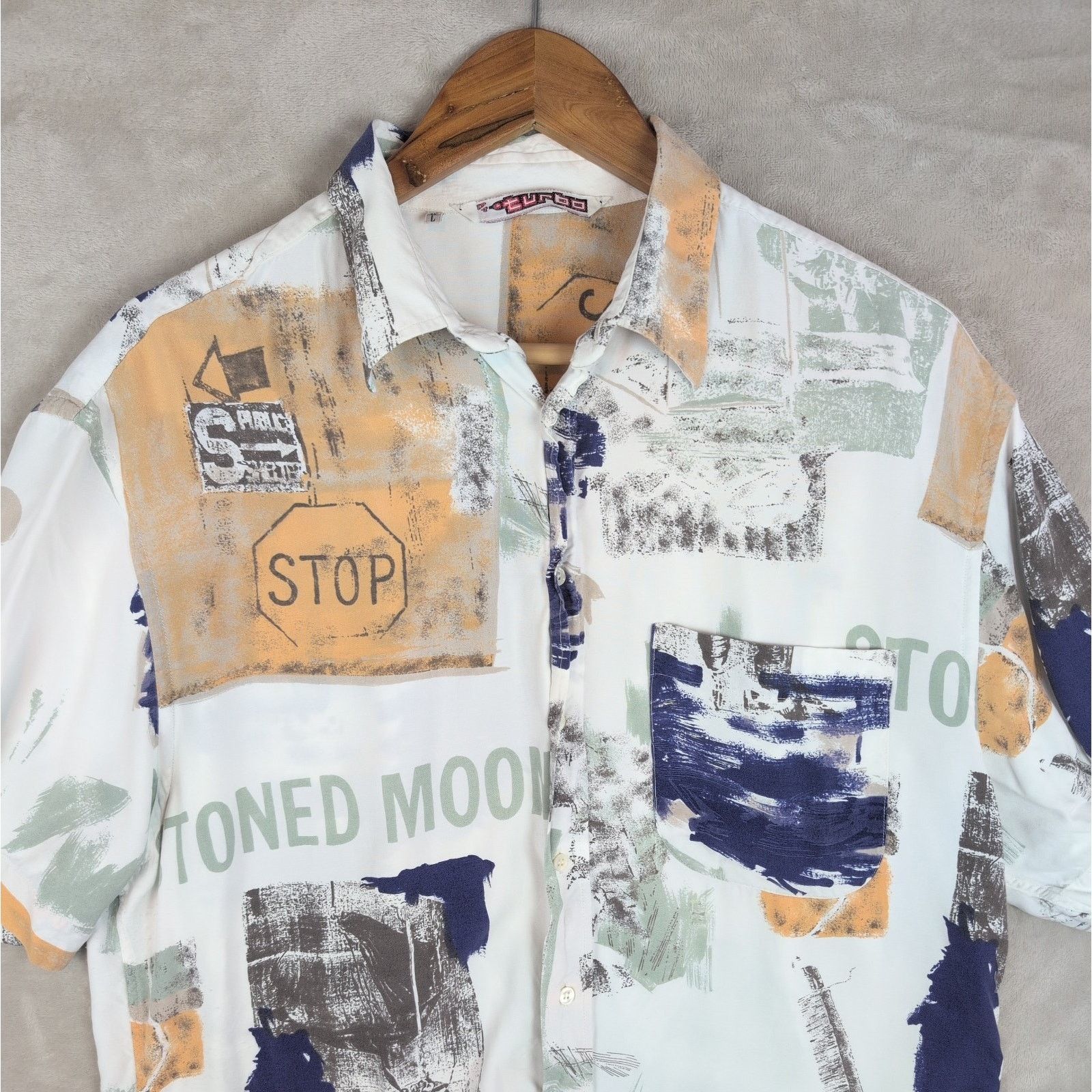 Other 90s Turbo Stoned Moon Men's L Abstract Print Shirt Size US L / EU 52-54 / 3 - 2 Thumbnail