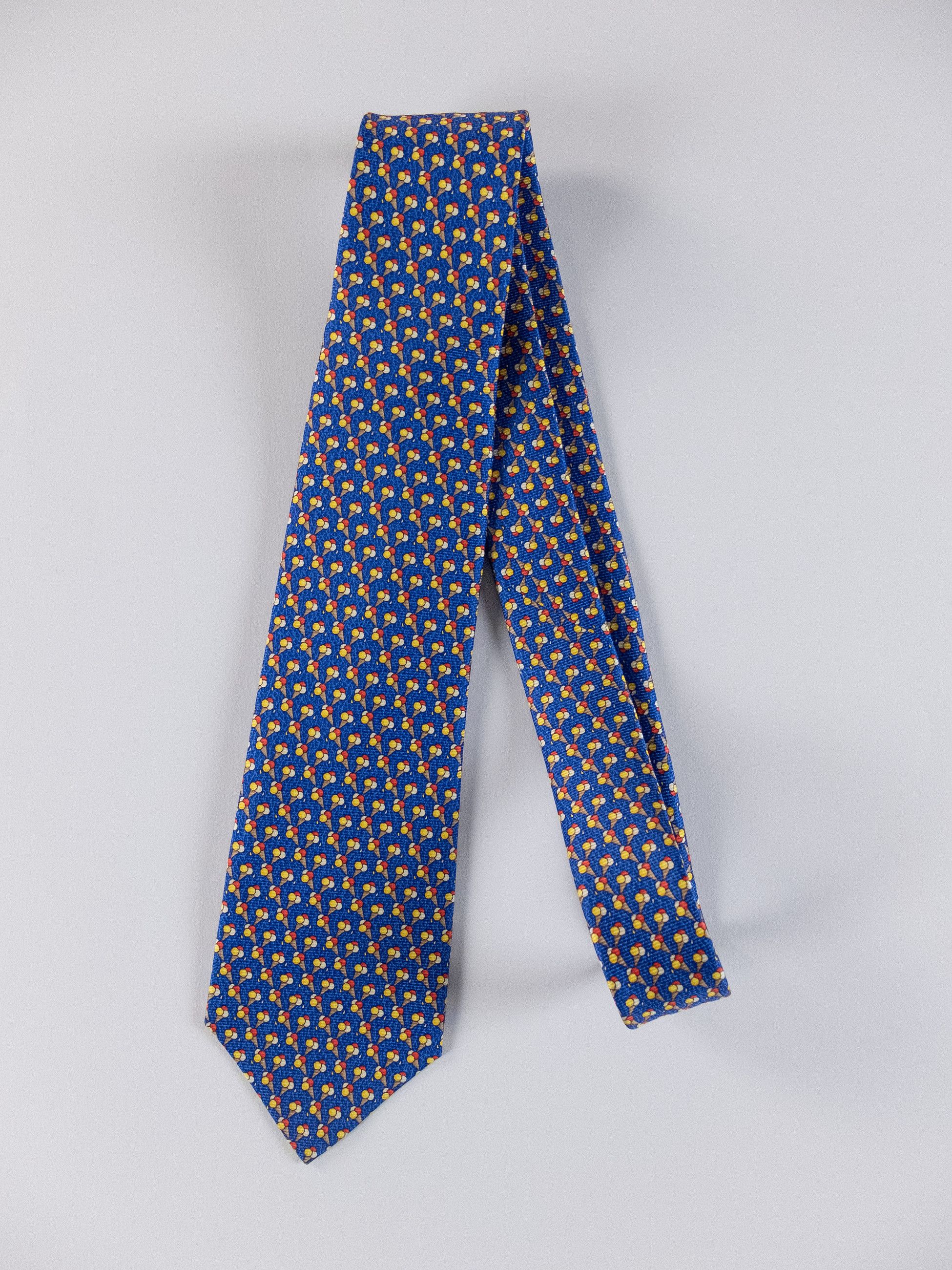 Bvlgari BULGARI hand made blue icecream print silk tie Bvlgari q Size ONE SIZE - 1 Thumbnail