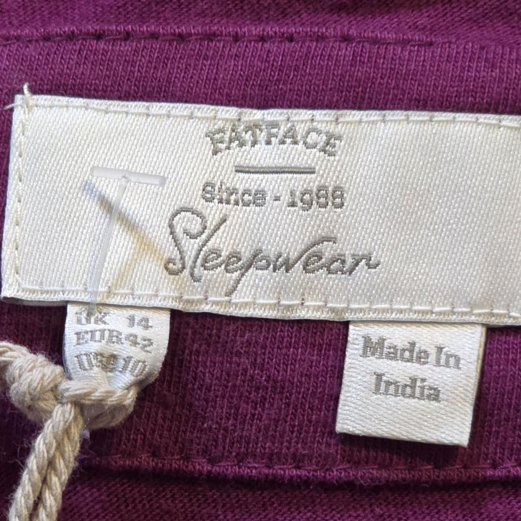 FatFace Fat Face Top Womens Size 10 Purple Henley Pajama Long Sleeve Lounge Casual Cozy Size L / US 10 / IT 46 - 6 Thumbnail