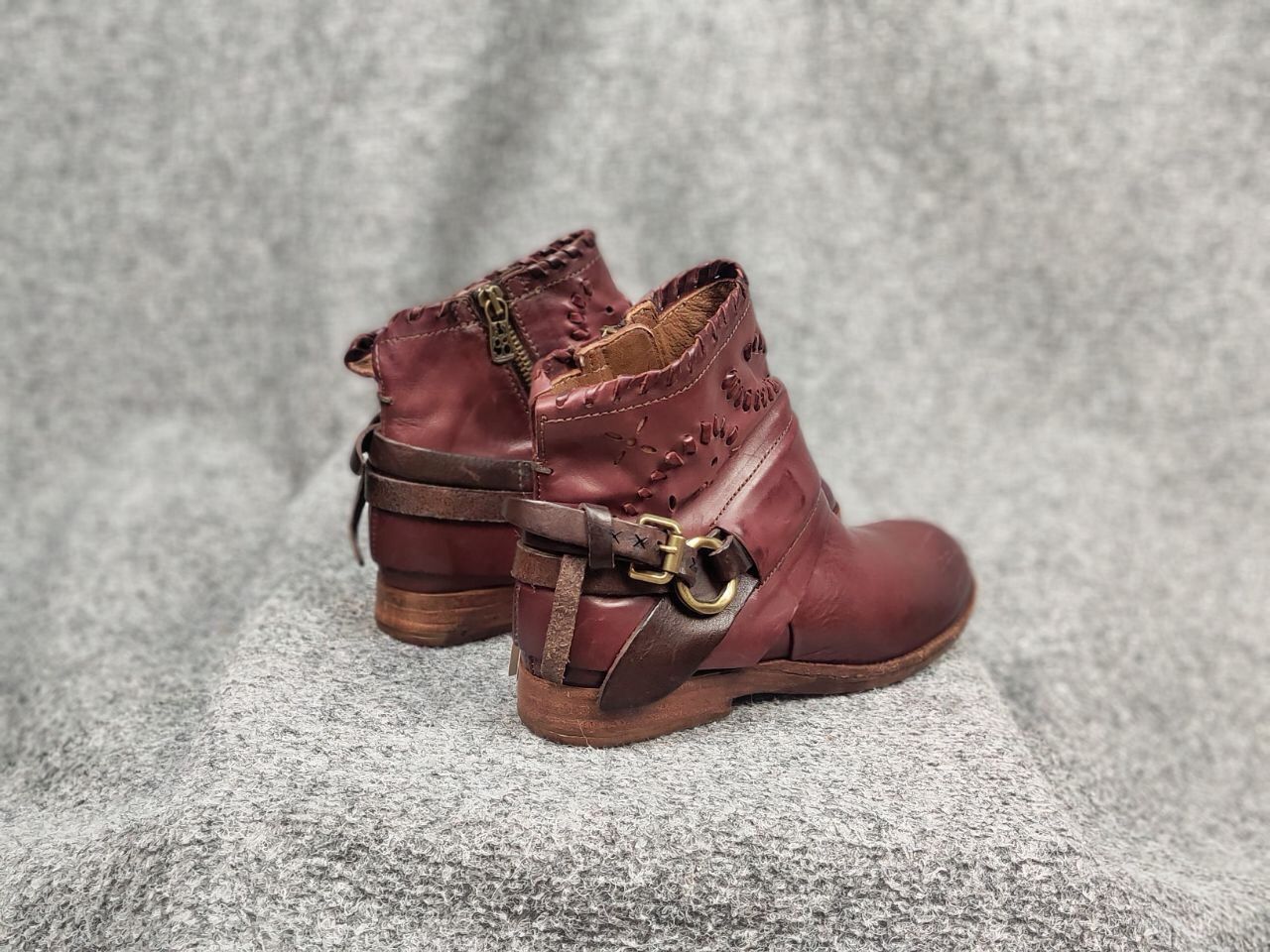 A.S.98 A.S.98 Airstep Design Zip Ankle Boots Shoes Burgundy leather Size US 7 / IT 37 - 13 Thumbnail