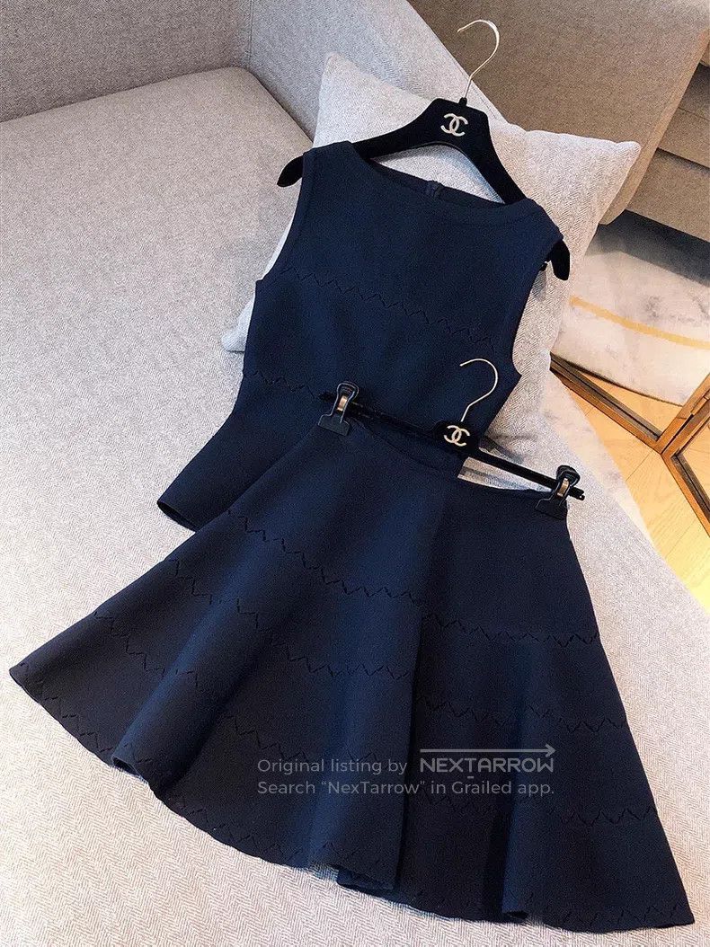 Alaia Alaia Dark blue top + half skirt slimming suit Size XS / US 0-2 / IT 36-38 - 1 Thumbnail