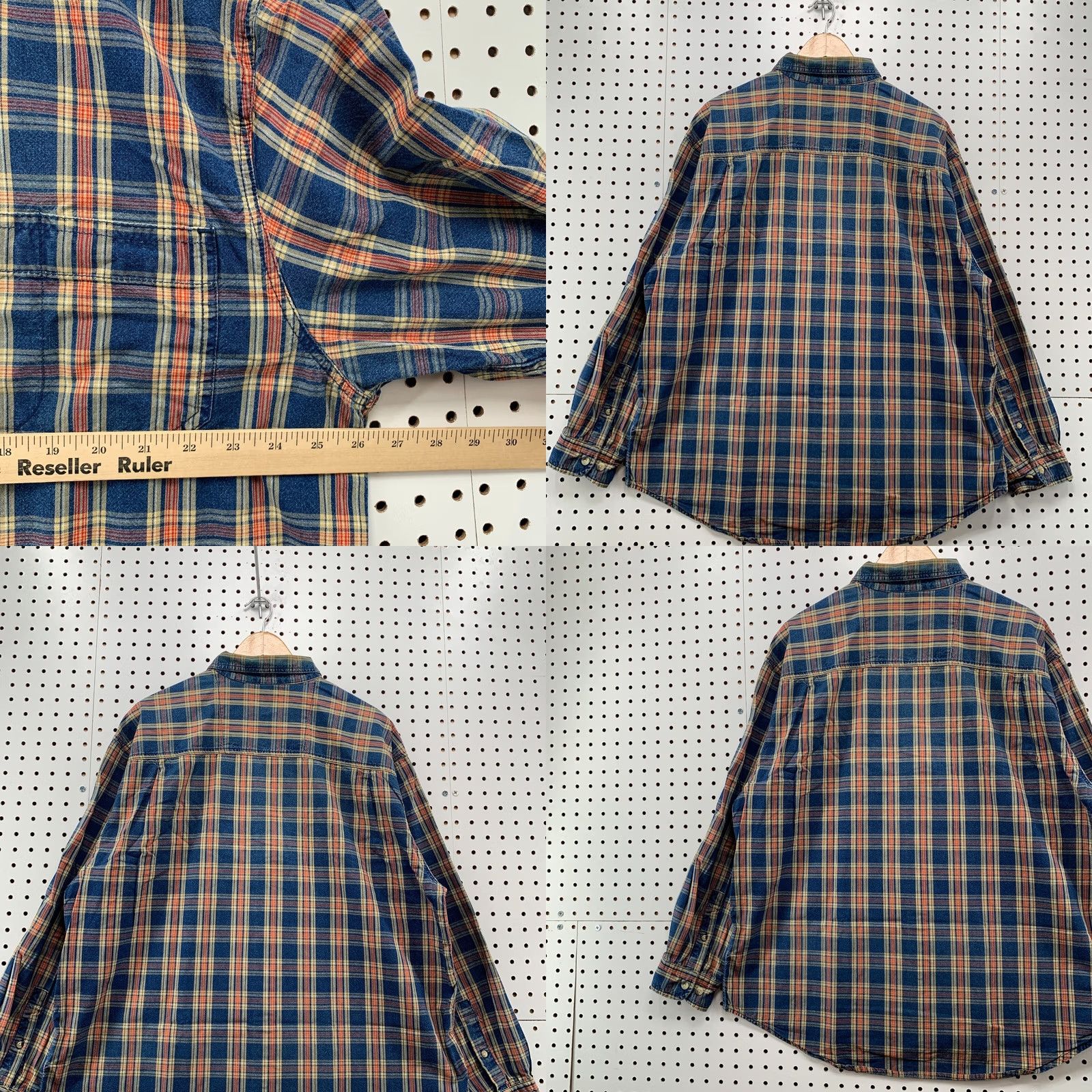 Wrangler Wrangler Hero Button Down Shirt Plaid Long Sleeve Mens XL Blue Red 26x31 Size US XL / EU 56 / 4 - 9 Thumbnail