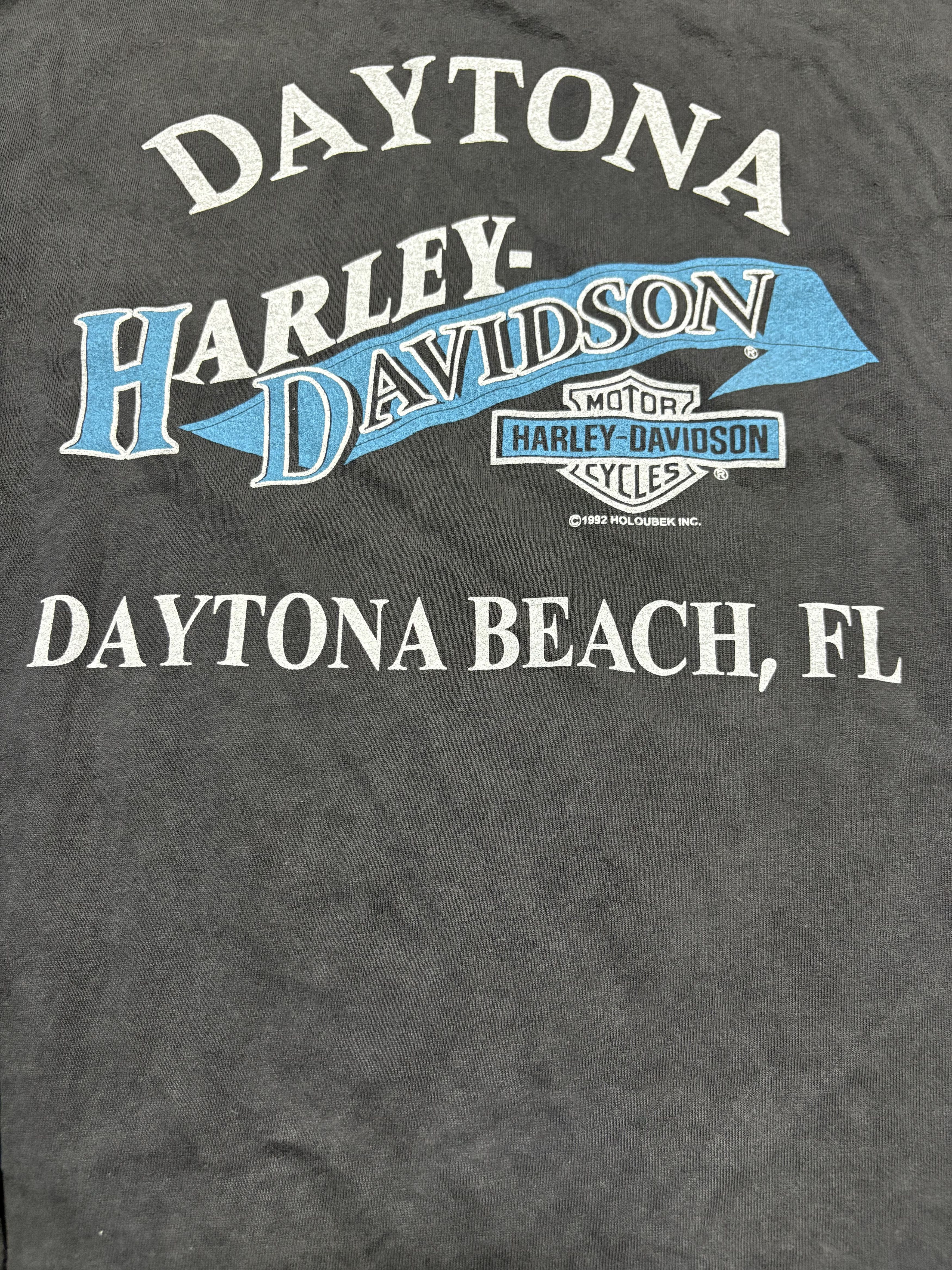 Harley Davidson Vintage 90's Harley Davidson sun faded chrome flame tshirt Size US L / EU 52-54 / 3 - 8 Thumbnail