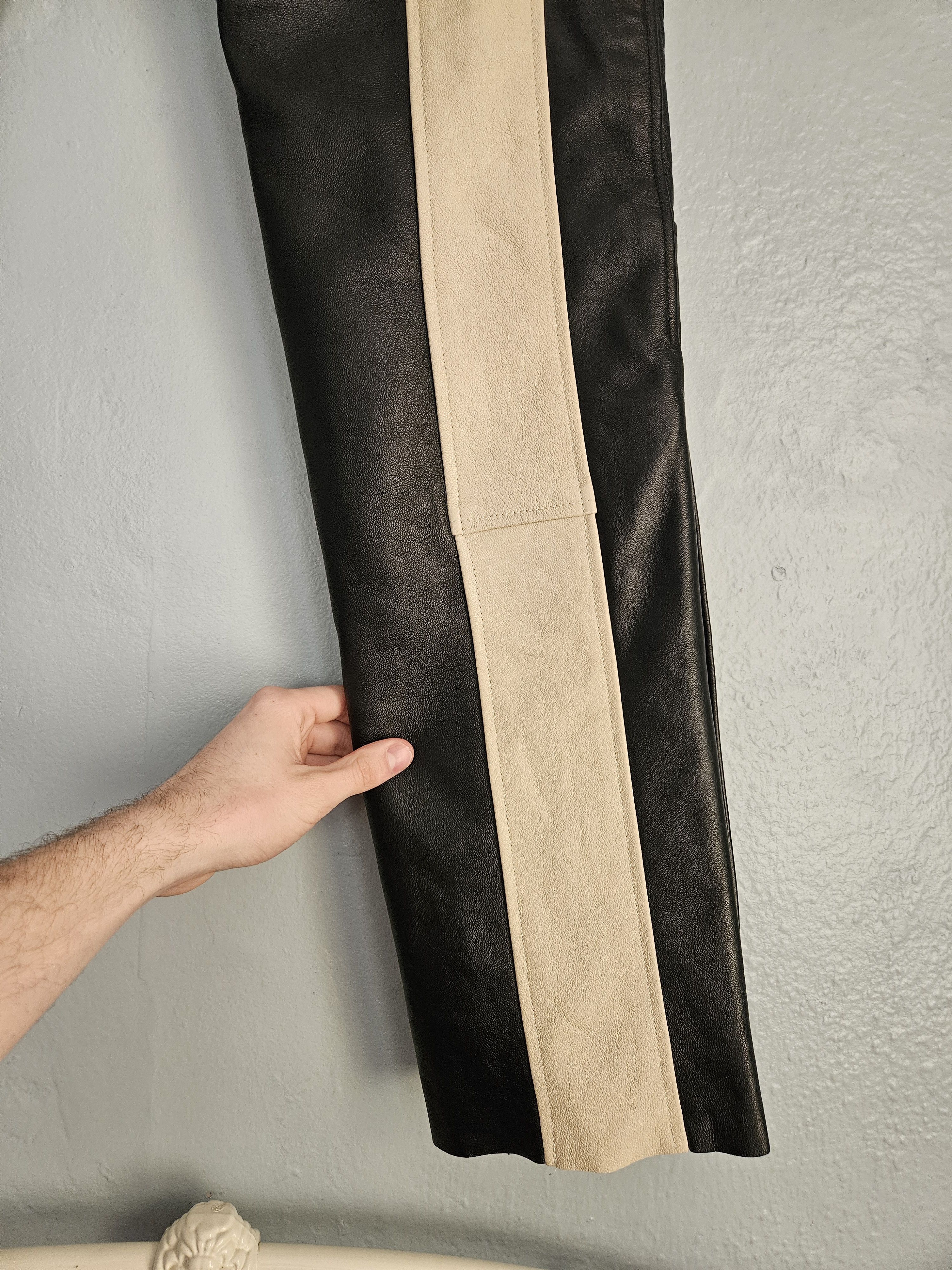 Satoshi Nakamoto Black Leather Moto Track Pants Size US 32 / EU 48 - 18 Thumbnail