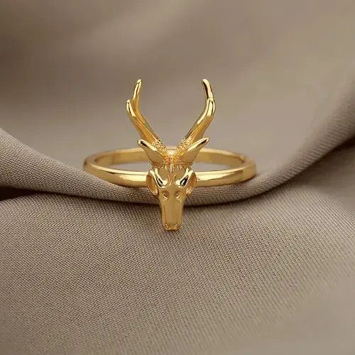 Jewelry Animal Antelope Skull Ring Size ONE SIZE - 3 Thumbnail