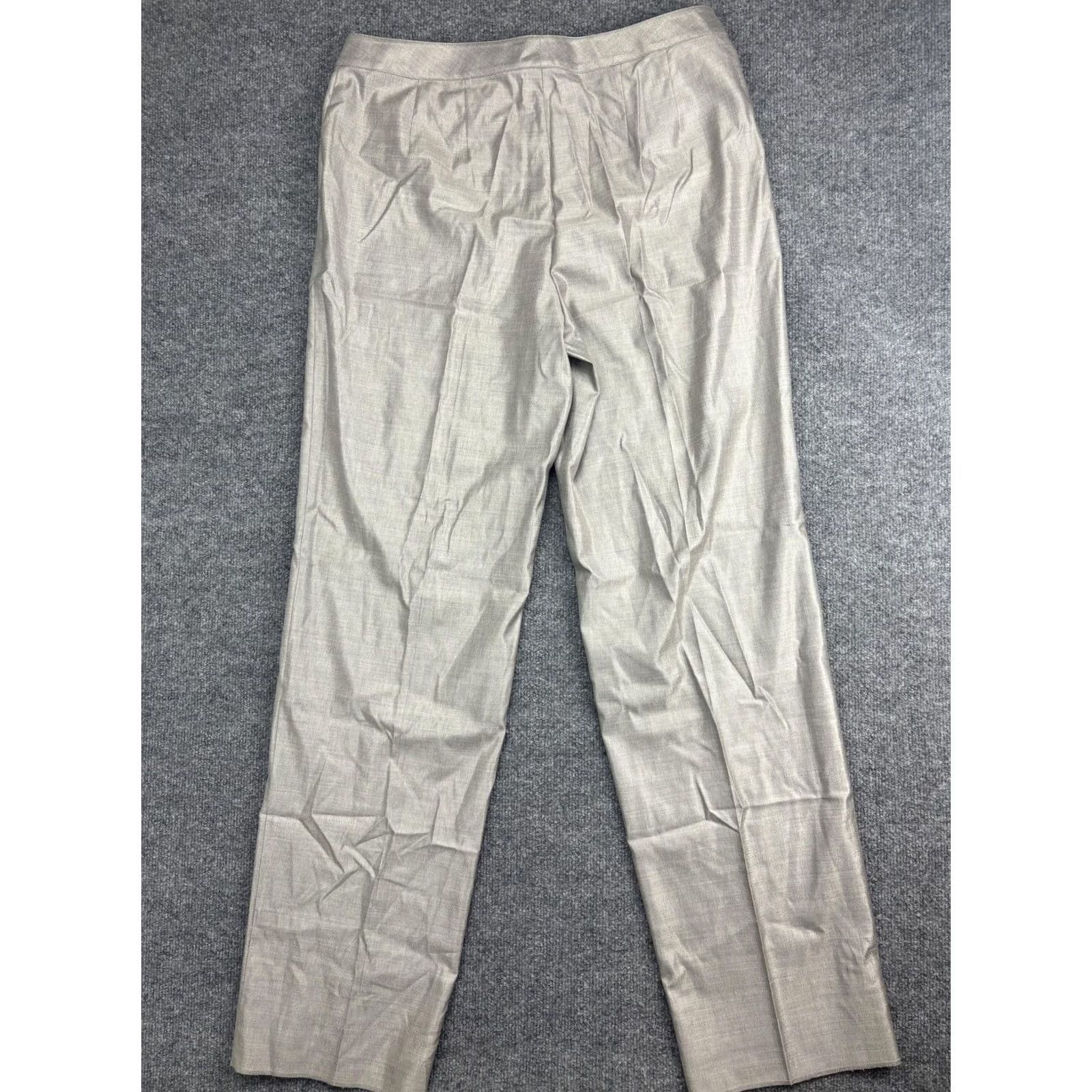 St. John St. John Dress Pants Womens 14 Beige Twill Straight Leg Classic Workwear Size 36" / US 14 / IT 50 - 7 Thumbnail