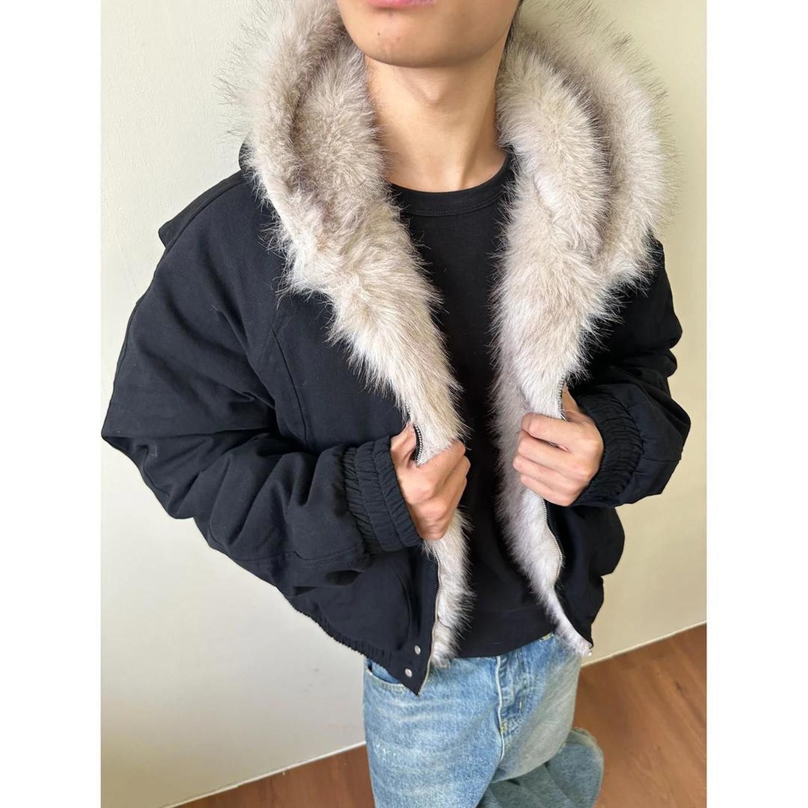 Vintage Fur Collar Bomber Jacket for Men, Warm Outerwear Size US M / EU 48-50 / 2 - 7 Thumbnail