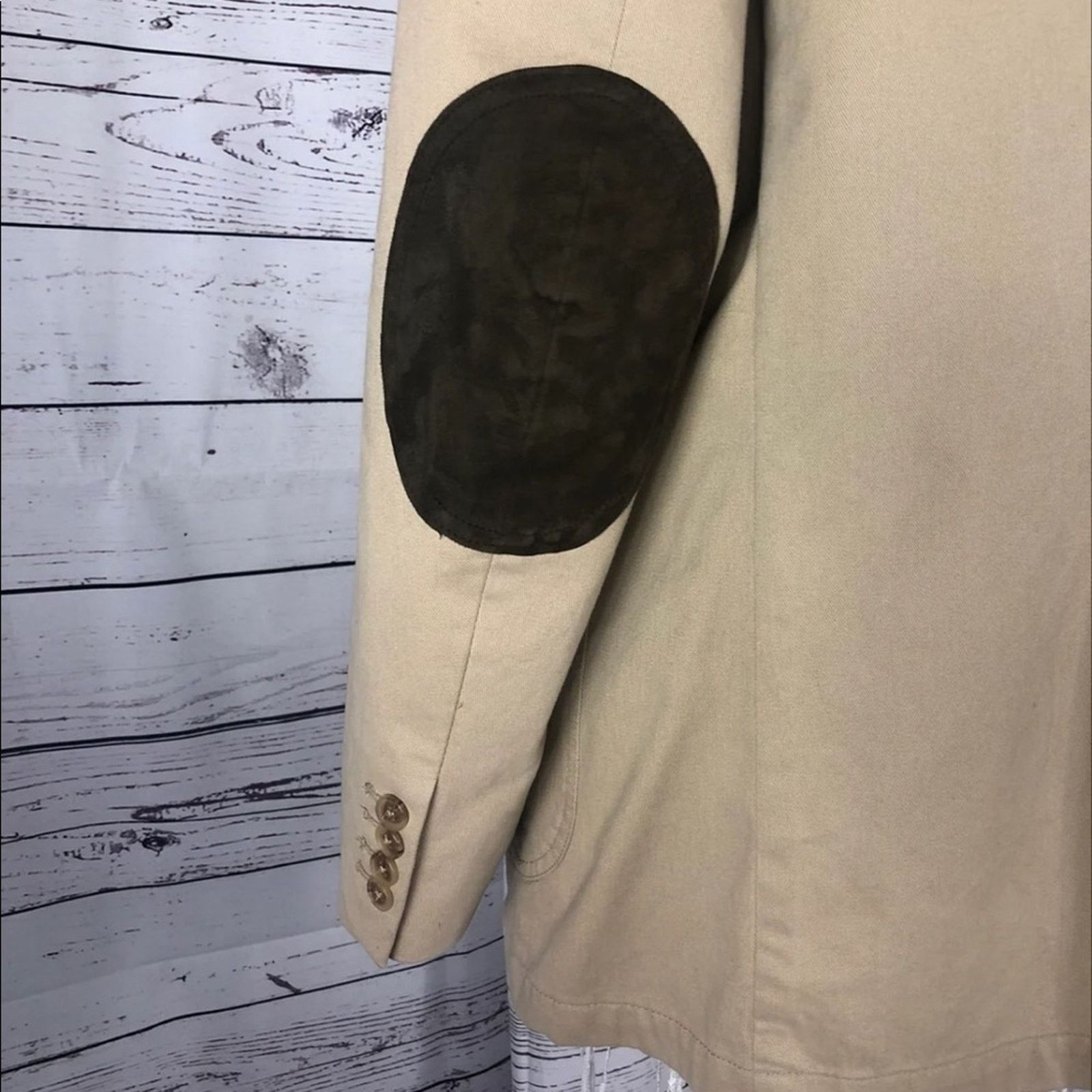 Lands' End Barn coat stand collar patch elbow Khaki Lands' End 44 R Size US L / EU 52-54 / 3 - 5 Thumbnail