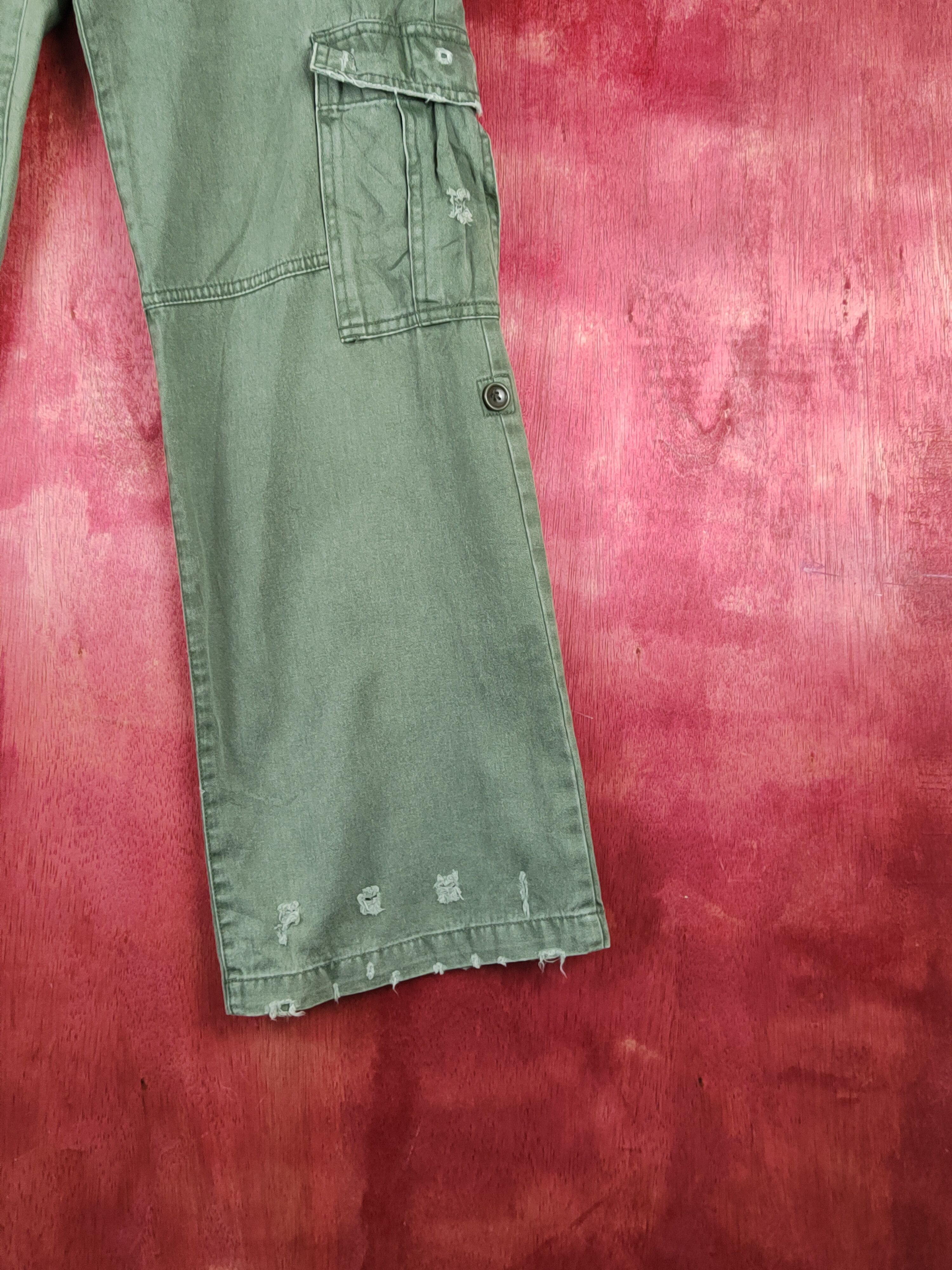 Japanese Brand Sally's Green Multipocket Tactical Cargo Pants #S2396 Size 28" / US 6 / IT 42 - 6 Thumbnail