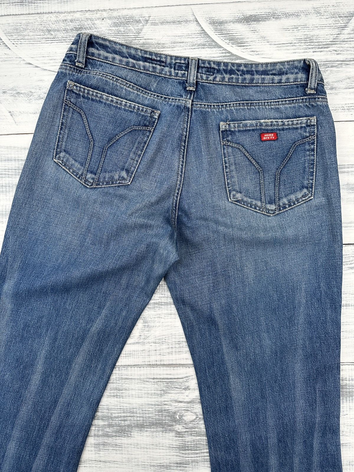 Miss Sixty Y2K MISS SIXTY Extra Low Ty Blue Flared Jeans Pants size 32 Size 30" / US 8 / IT 44 - 7 Thumbnail