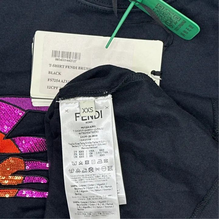 Fendi FENDI Black Logo Print Short Sleeve T-Shirt -2507 Size XXS / US 00 / IT 34 - 3 Thumbnail