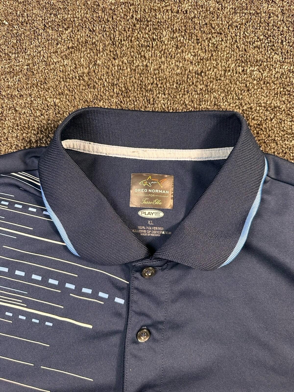 Greg Norman Greg Norman Play Dry Men's Navy Blue Geometric Polo XL Size US XL / EU 56 / 4 - 4 Thumbnail