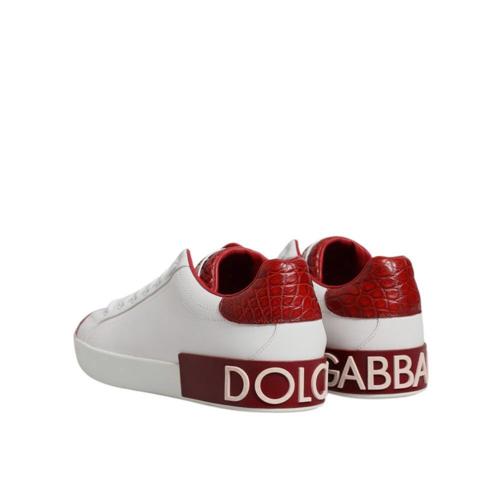 Dolce & Gabbana Dolce & Gabbana White Red Leather Portofino Men Sneaker Shoe Size US 6 / EU 39 - 5 Thumbnail