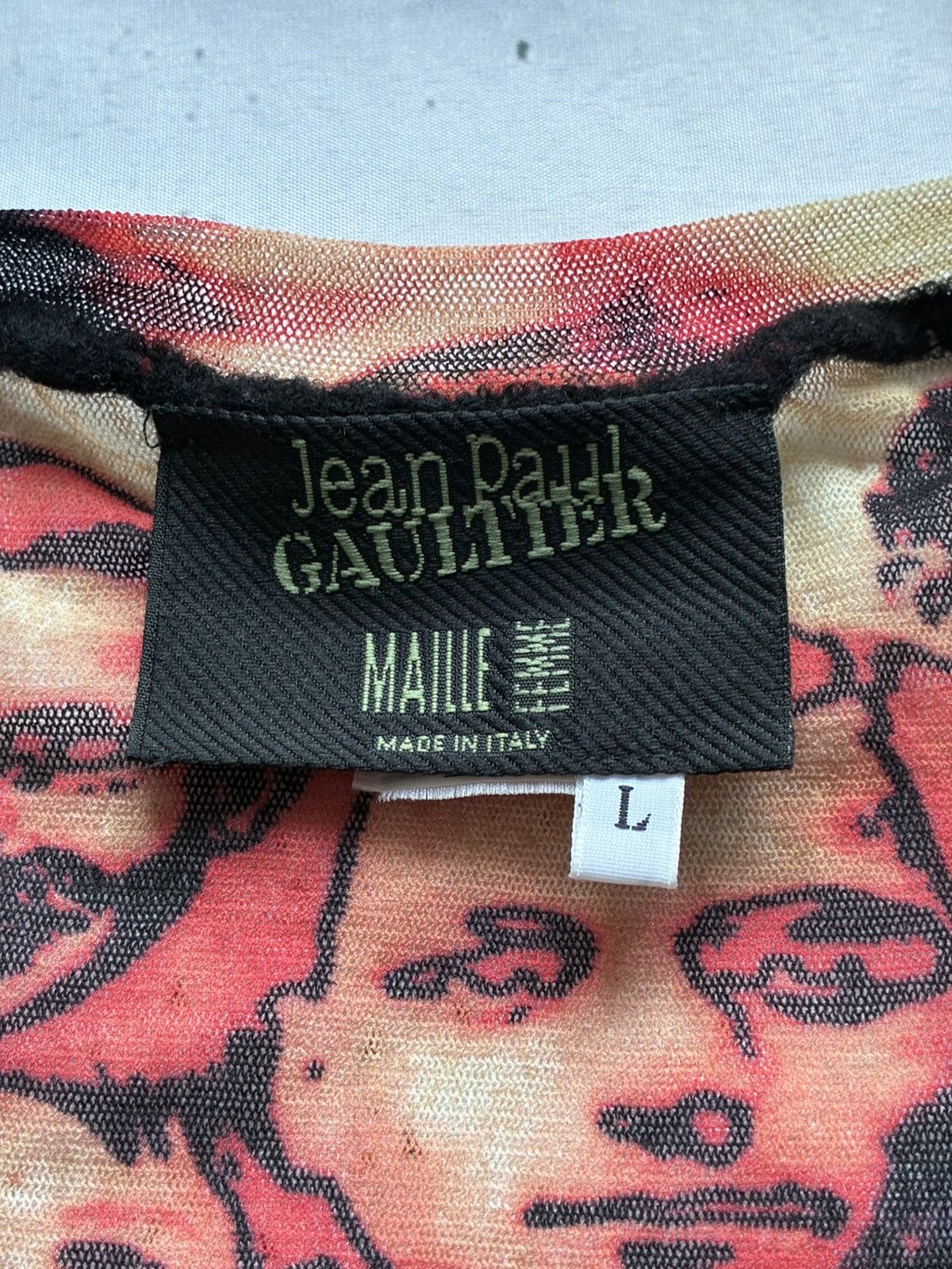 Jean Paul Gaultier 90s Maille "Faces" Mesh Top Size L / US 10 / IT 46 - 3 Thumbnail