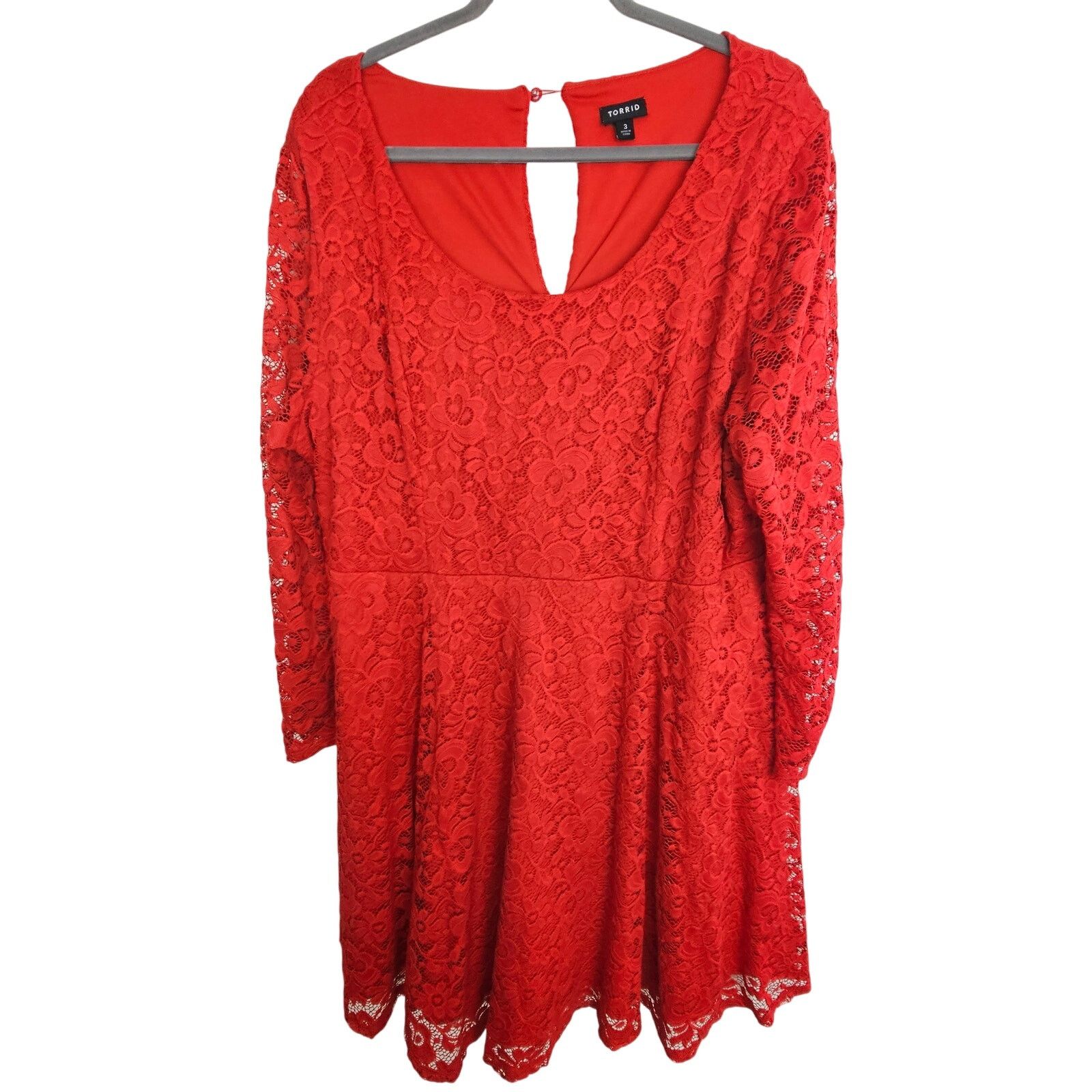 Torrid Torrid Womens Red Lace Skater Dress Size 3X Wedding Guest Size 3XL / US 20-22 - 2 Thumbnail