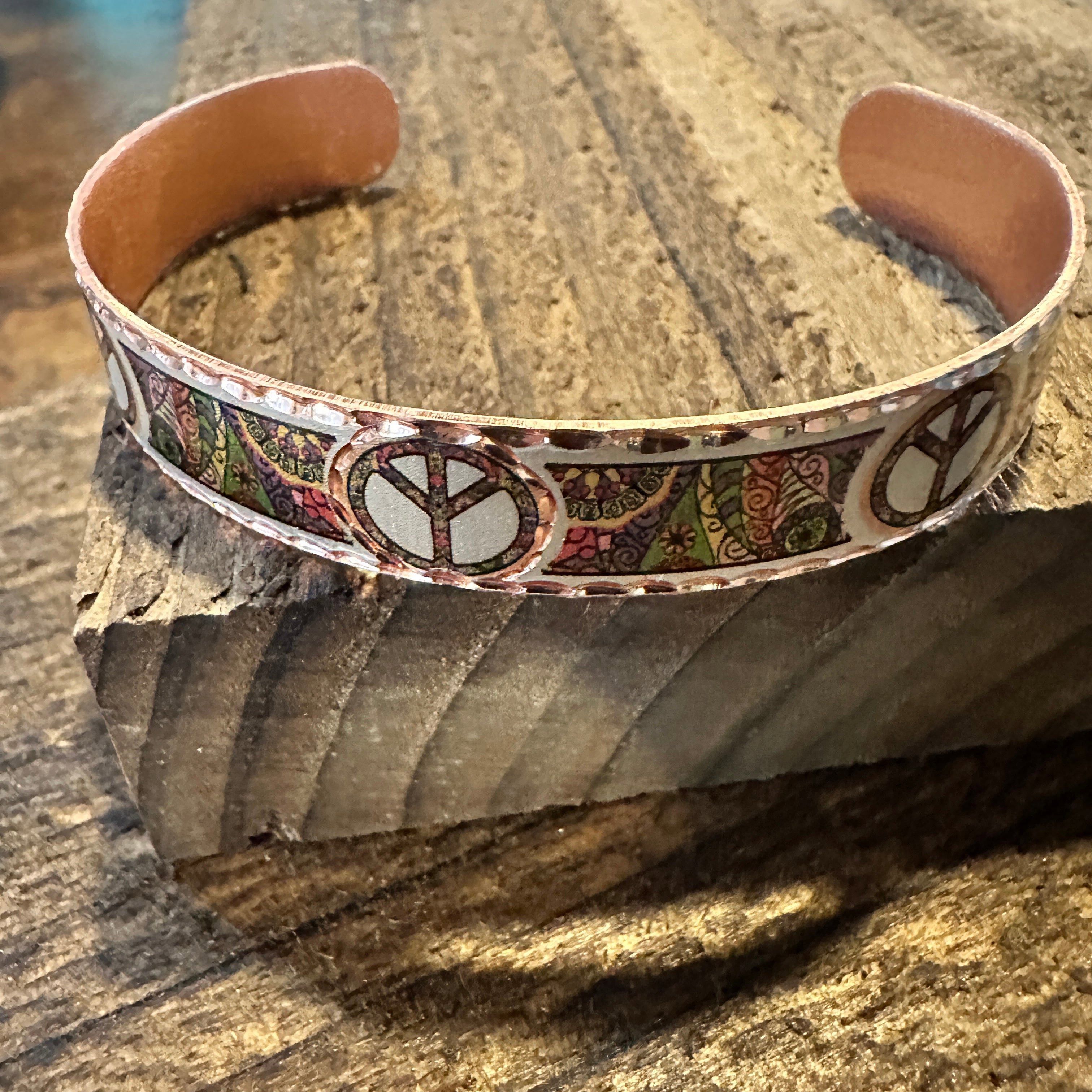 Other Handmade Boho Copper Narrow Cuff Bracelet, Diamond Cut Hippi Size ONE SIZE - 3 Thumbnail