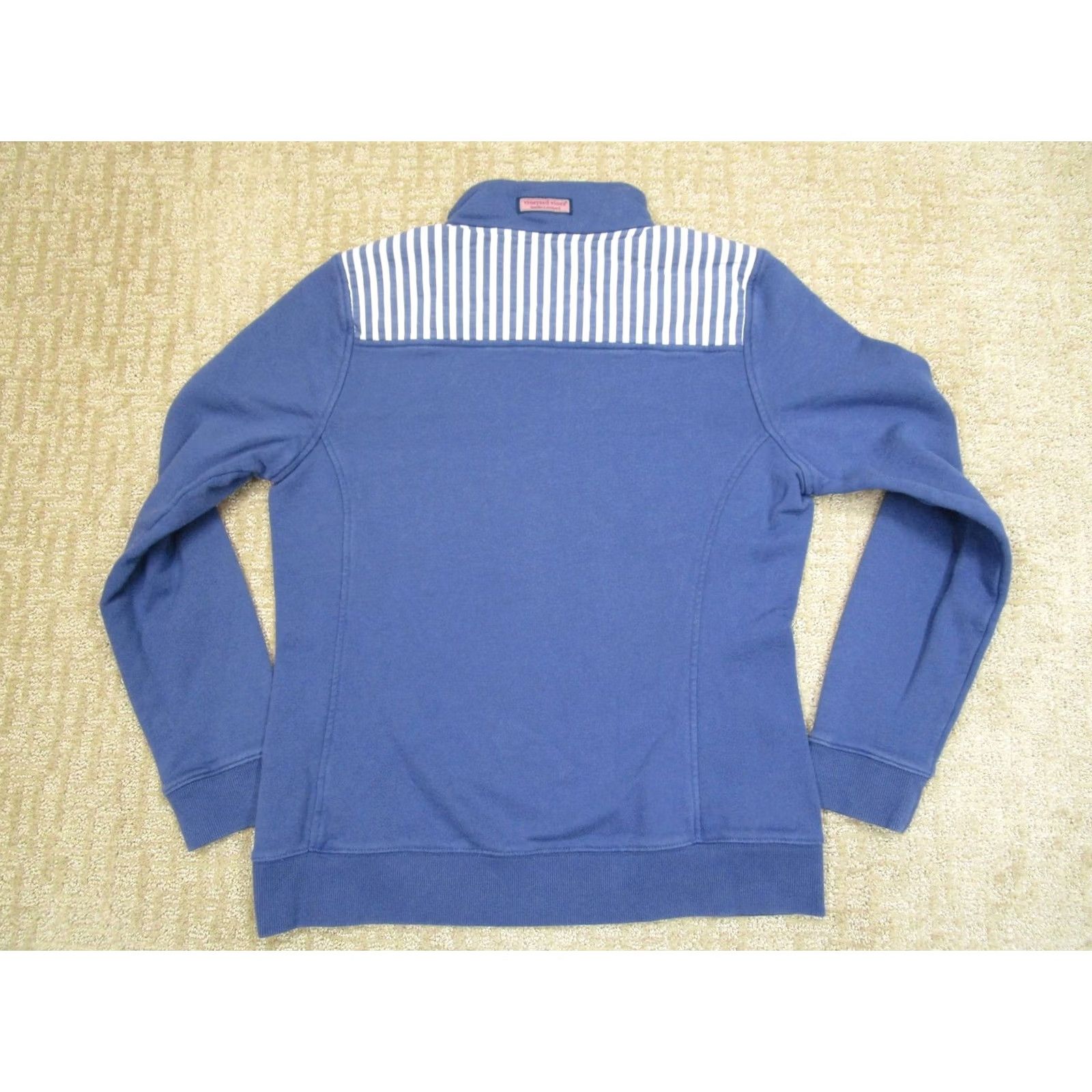 Vineyard Vines Vineyard Vines Pullover Womens Medium Blue 1/4 Zip Striped Shoulder Patch Casual Shirt Womens M Blue Striped 1/4 Zip Pullover Size M / US 6-8 / IT 42-44 - 3 Thumbnail