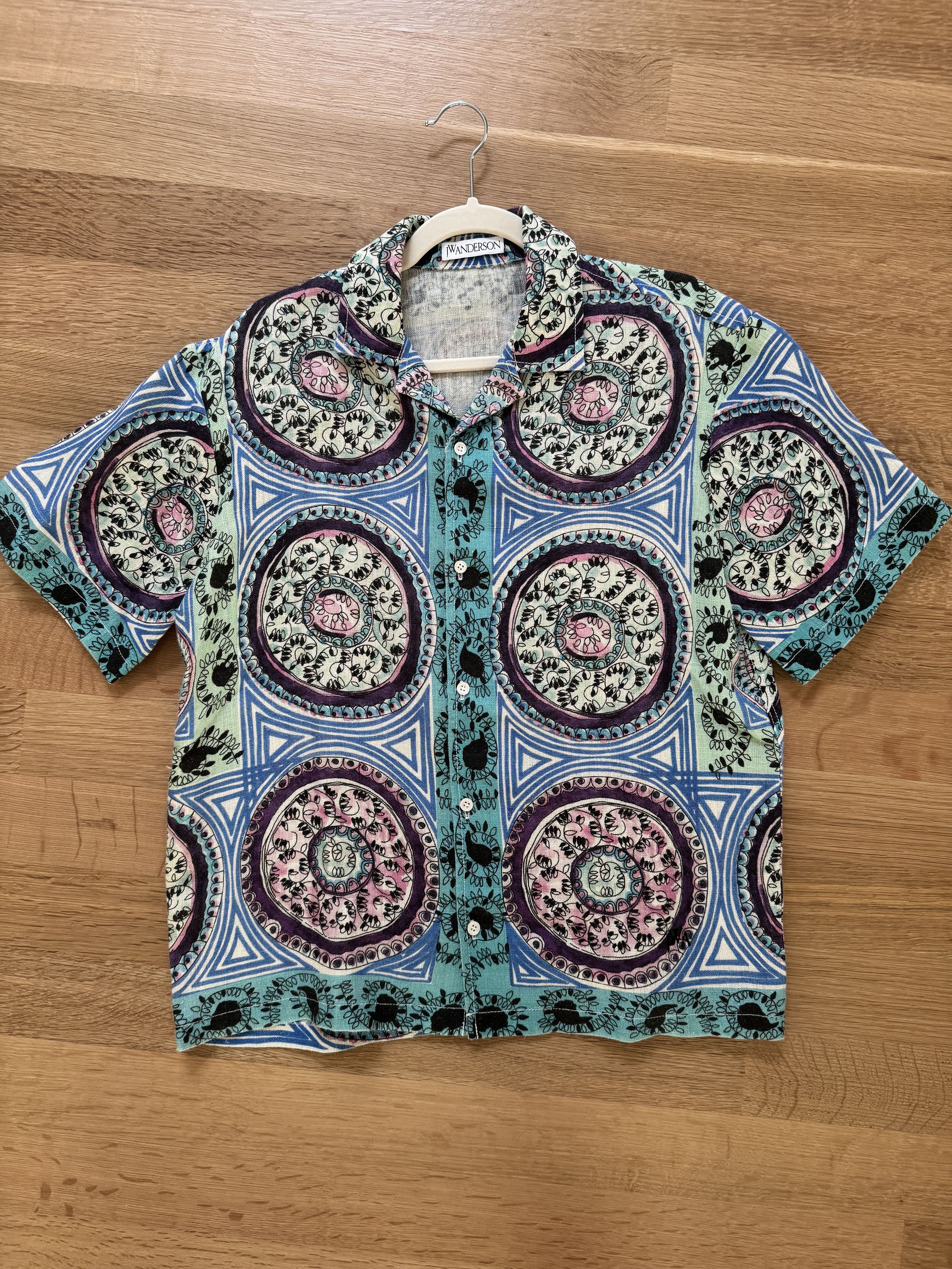 Linen Short Sleeve Printed Button Down