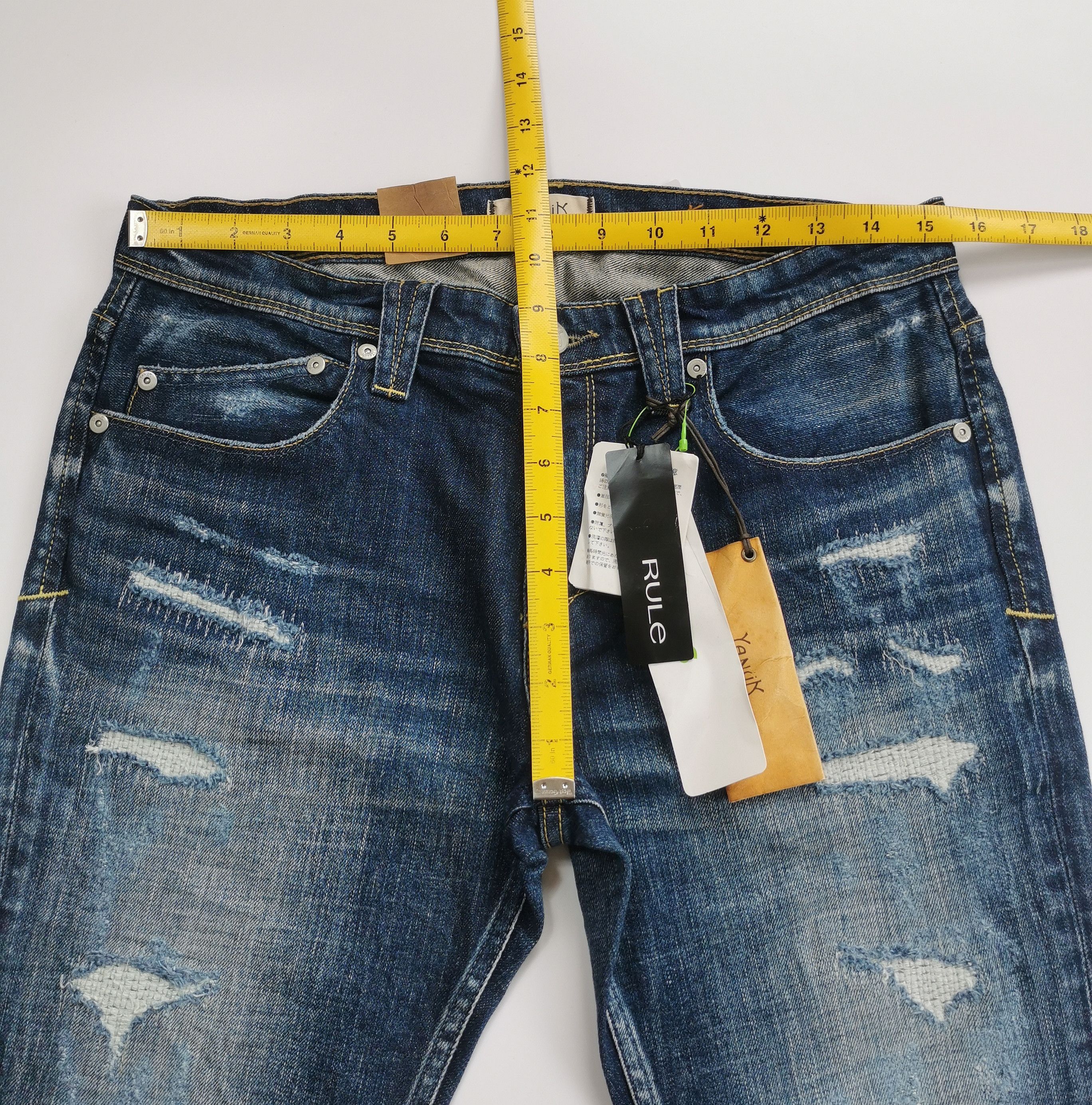 Kapital Yanuk "Dino Rule" Distressed Slim Straight Denim Jeans (NWT) Size US 31 - 4 Thumbnail