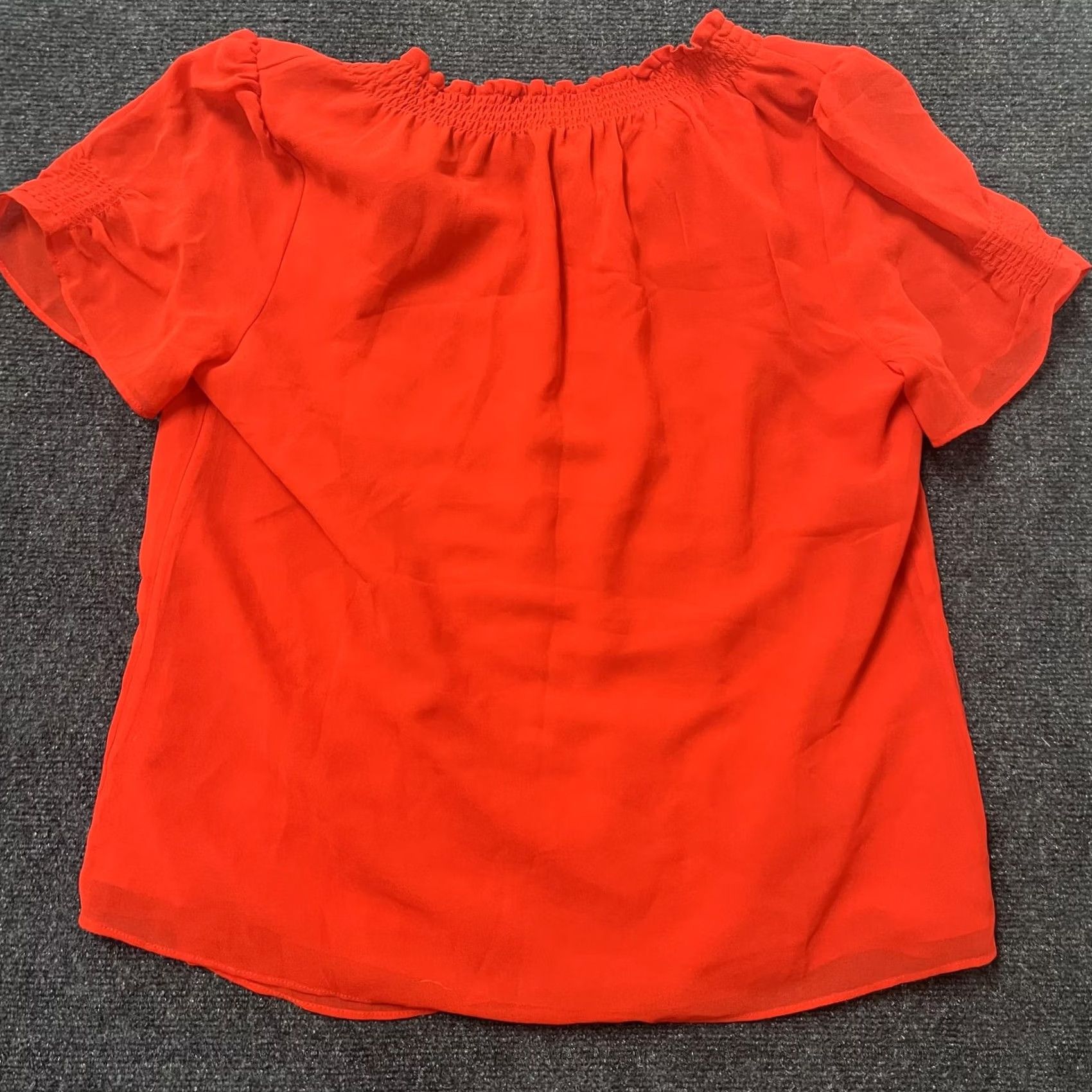 Talbots Talbots Blouse Womens Large Red Off Shoulder Short Sleeve Ruffle Top Size L / US 10 / IT 46 - 4 Thumbnail