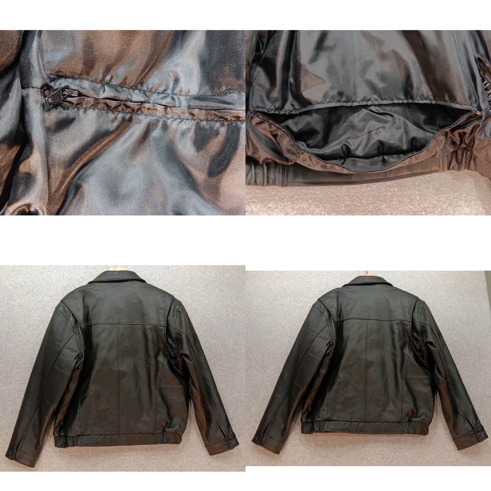 Vintage Burks Bay Mens Black Leather Bomber Jacket L Black Regular Jacket Men Zip Full Zip Pockets Size US L / EU 52-54 / 3 - 9 Thumbnail
