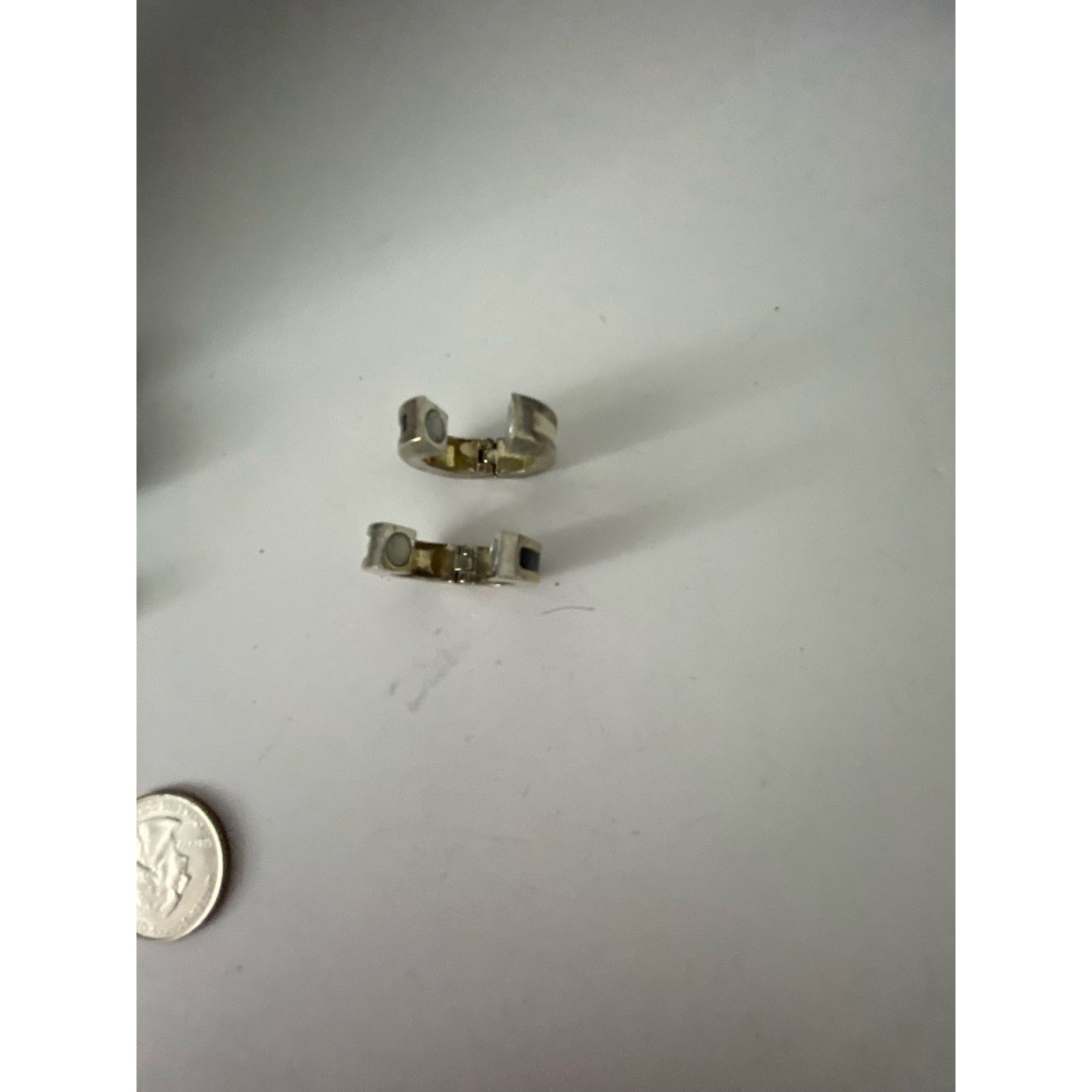Vintage Black and cream Clip on Hoop Earrings Size ONE SIZE - 3 Thumbnail