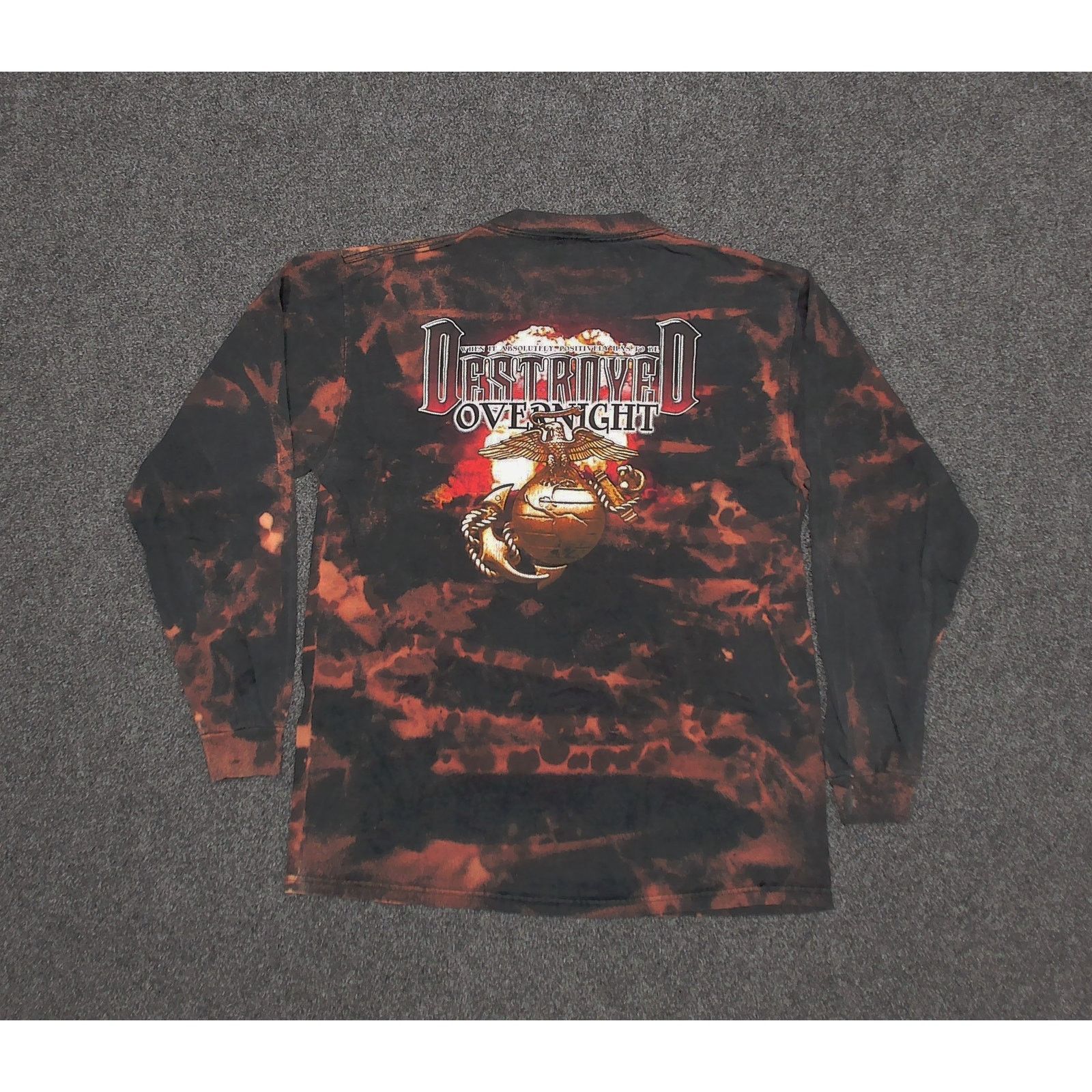 Vintage VTG Y2K USMC "Destroyed" Custom Bleach Fade L/S Tee Boxy M Size US M / EU 48-50 / 2 - 4 Thumbnail
