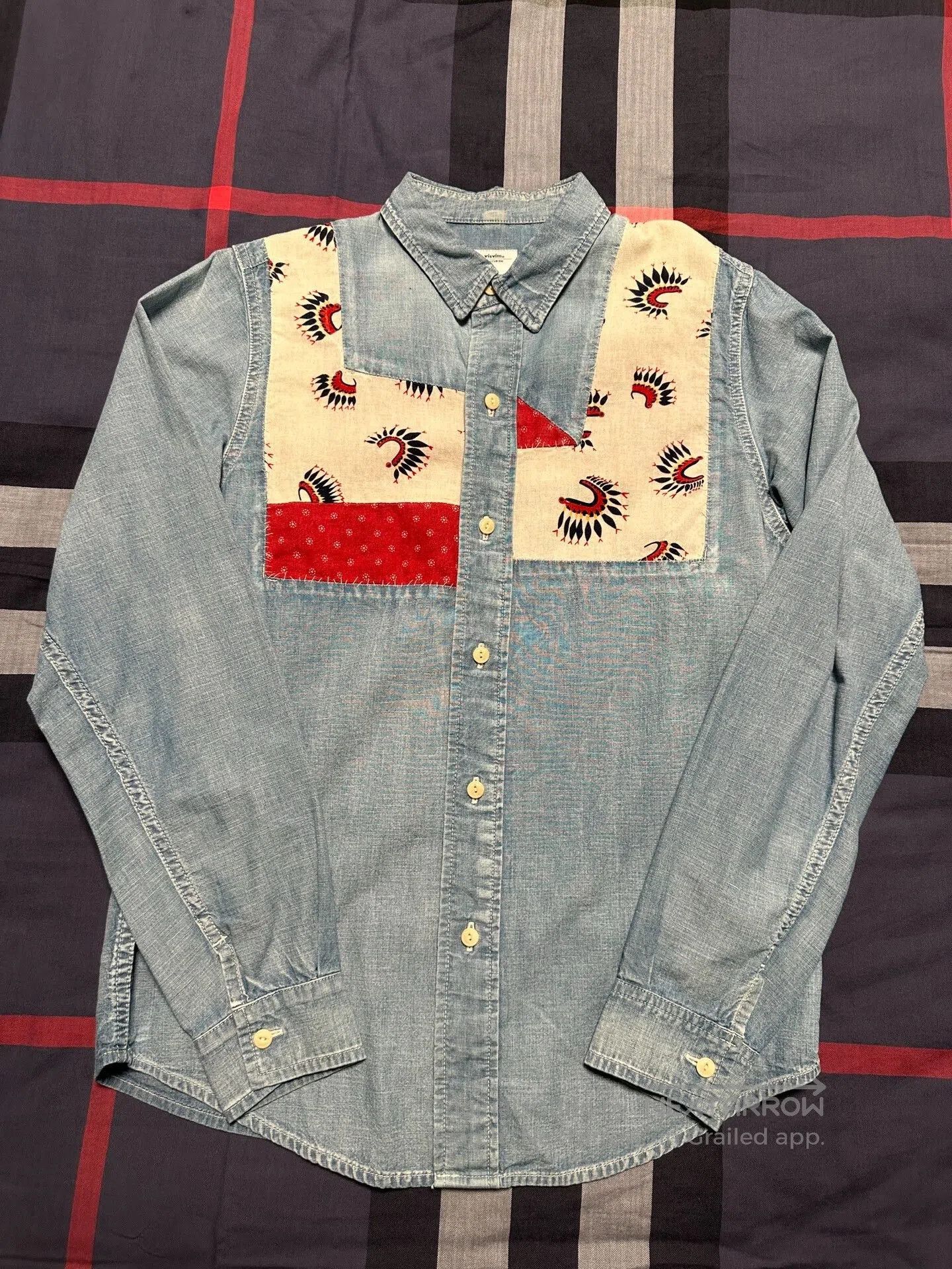 Visvim Visvim Denim Patchwork Shirt Ethnic Style. Size US S / EU 44-46 / 1 - 1 Thumbnail