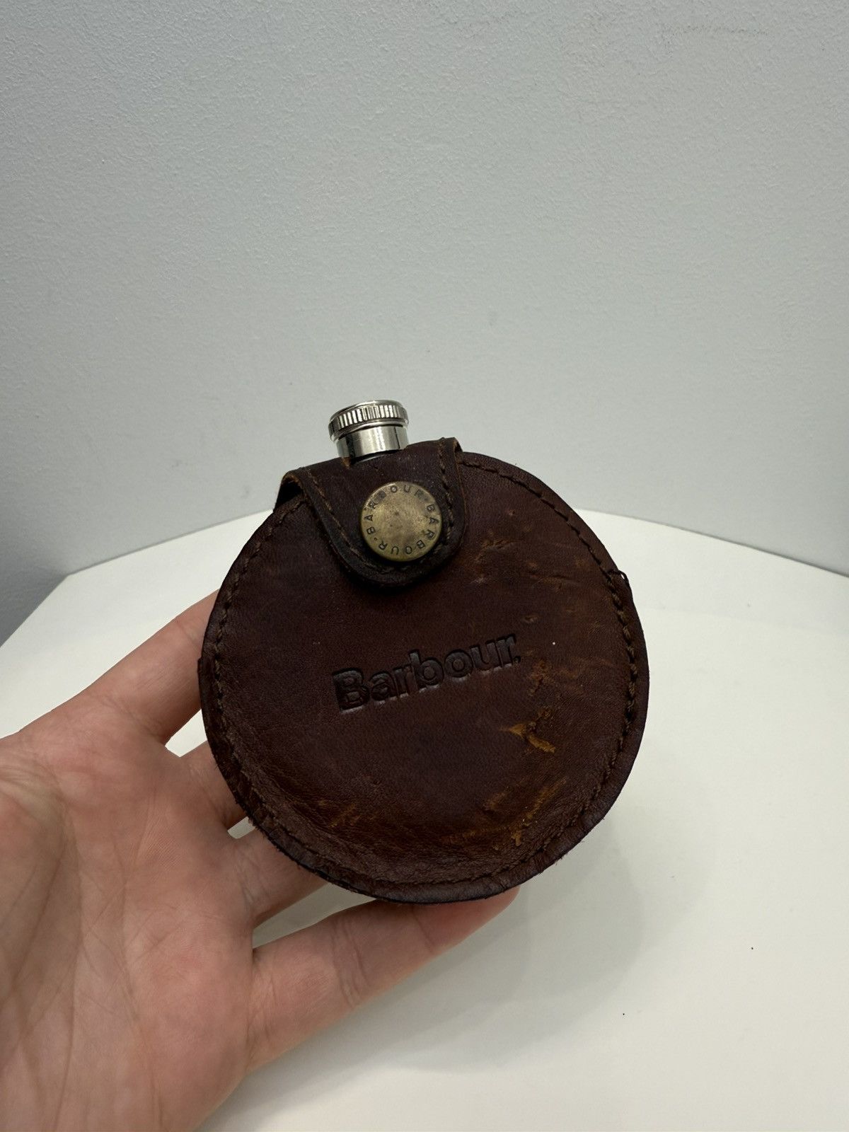 Barbour Barbour Hip Flask in Brown Leather Sleeve Size ONE SIZE - 1 Thumbnail