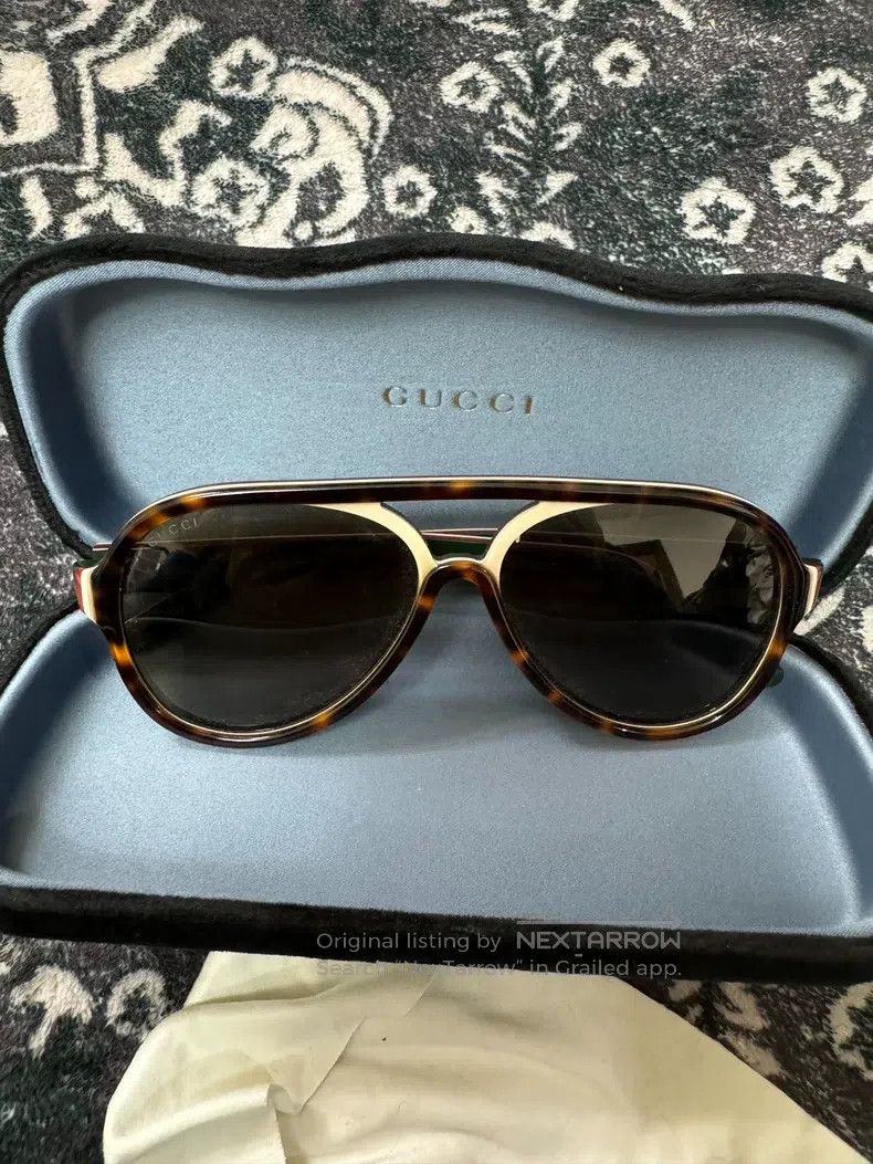 Gucci Gucci Pilot men's tortoise tortoise sunglasses Size ONE SIZE - 1 Thumbnail