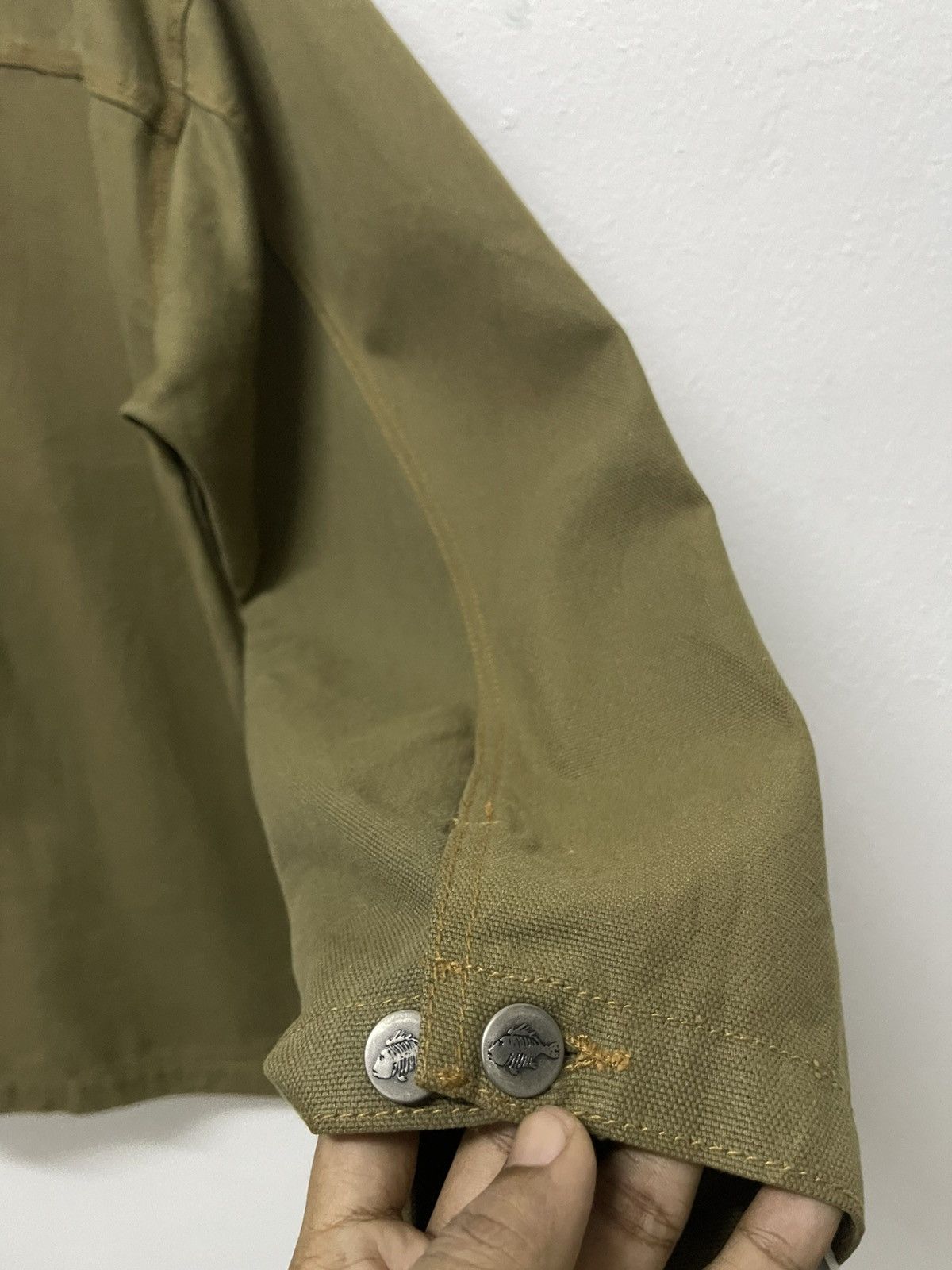 Vintage 1990s BRONZE AGE PIT CREW MOSS GREEN CANVAS CORE JACKET RARE Size US XXL / EU 58 / 5 - 19 Thumbnail