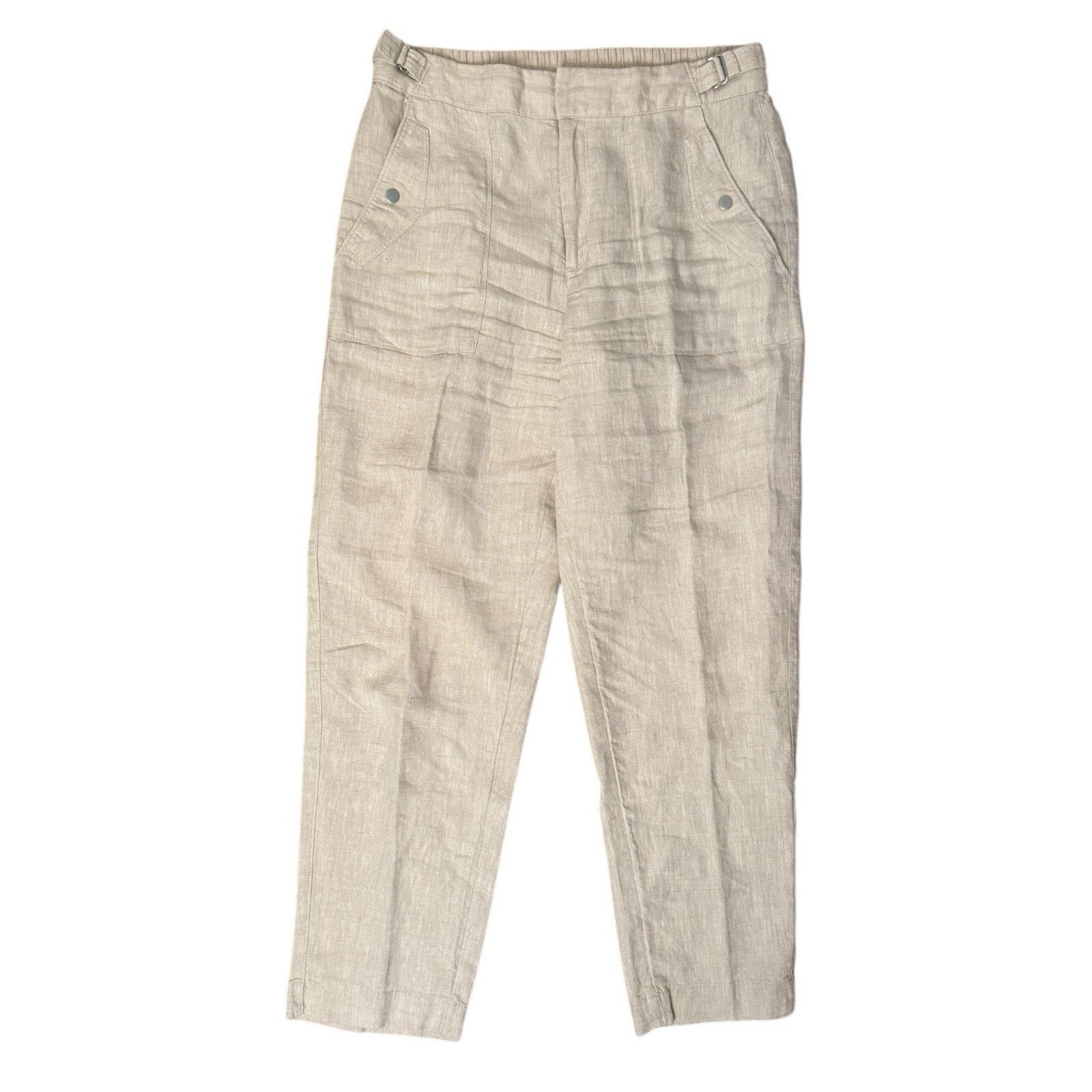 Athleta Athleta Voyager Pants Natural Beige 100% Linen Tapered Size 34" / US 12 / IT 48 - 1 Thumbnail