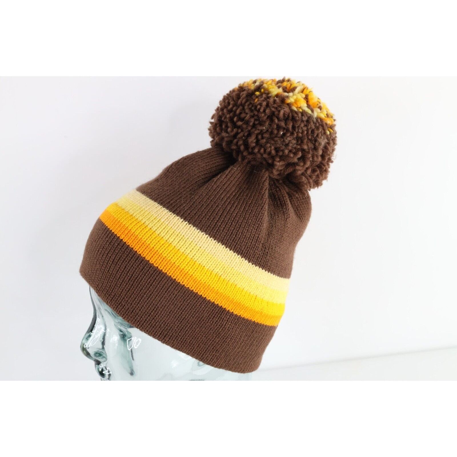 Vintage Vintage 70s Mid Century Modern MCM Striped Wool Knit Hat Size ONE SIZE - 3 Thumbnail