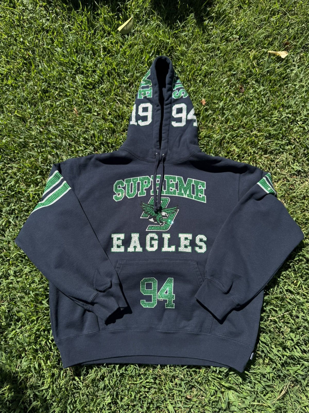 Supreme Supreme Navy Rhinestone Eagle Hoodie FW26 | Grailed