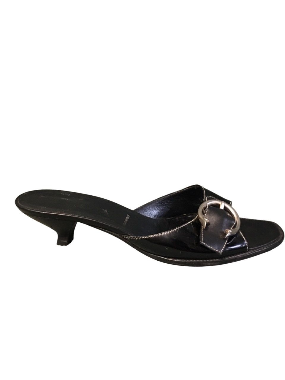 Prada PRADA Black Big Buckle Patent Leather Kitten Heels EU 40 Size US 10 / IT 40 - 1 Thumbnail