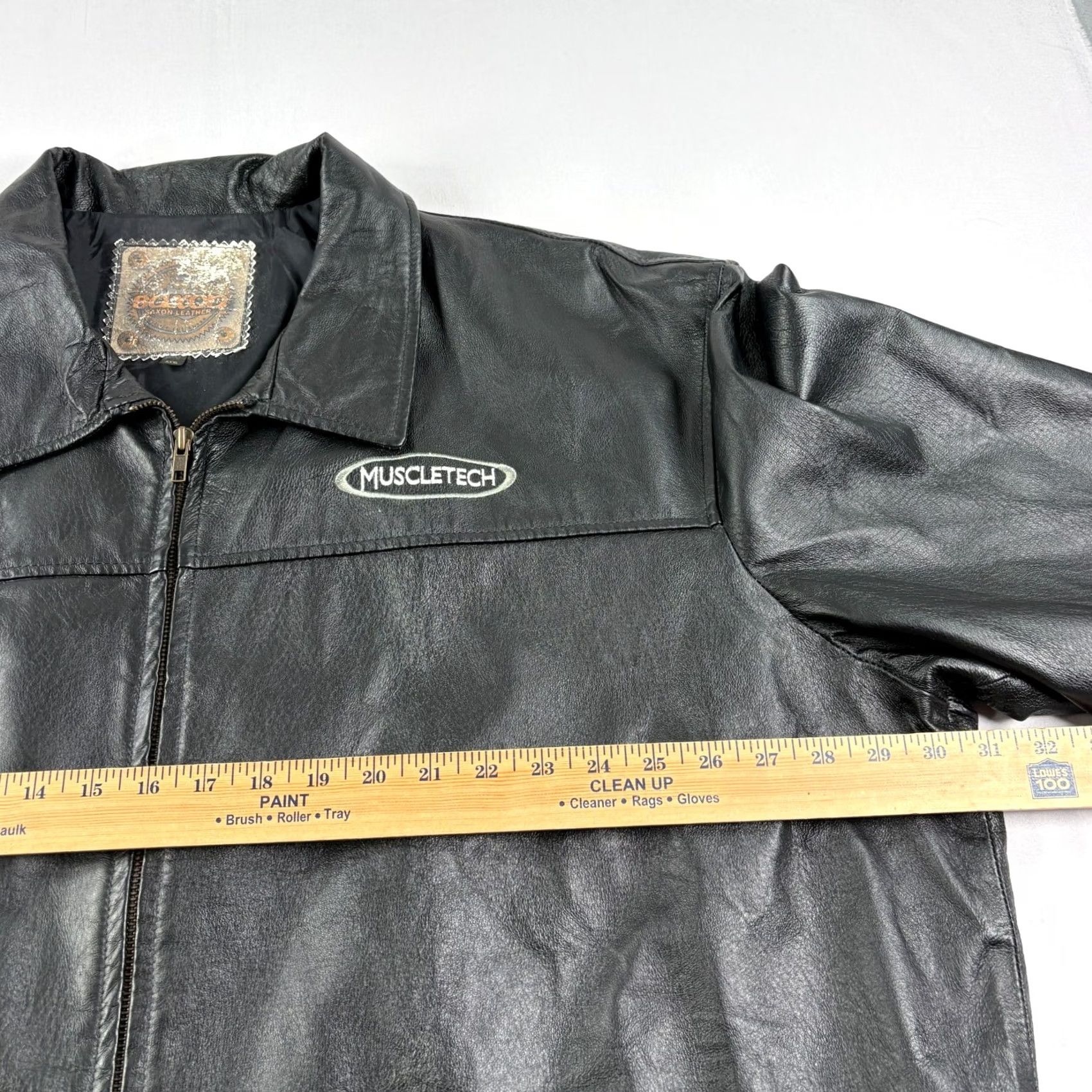 Vintage VINTAGE Saxon Motorcycle Jacket Mens 3XL Black Full Zip Embroidered Leather Jacket Size US XXL / EU 58 / 5 - 5 Thumbnail