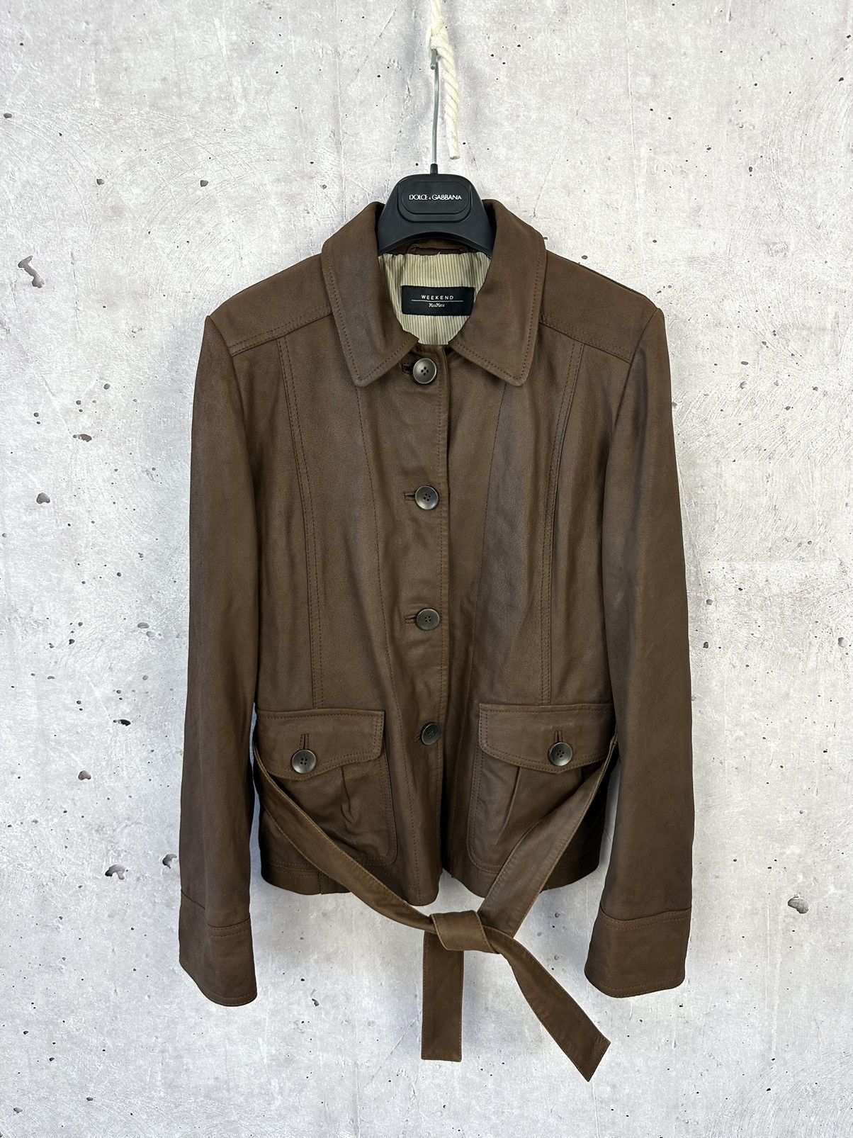 Weekend Max Mara Max Mara Weekend Brown Leather Buttons Jacket With Belt Size M / US 6-8 / IT 42-44 - 2 Thumbnail