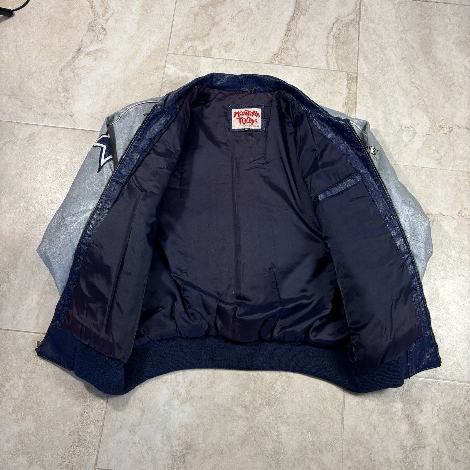NFL Vintage Dallas Cowboys Flintstones Leather Jacket Mens 2XL Size US XXL / EU 58 / 5 - 5 Thumbnail
