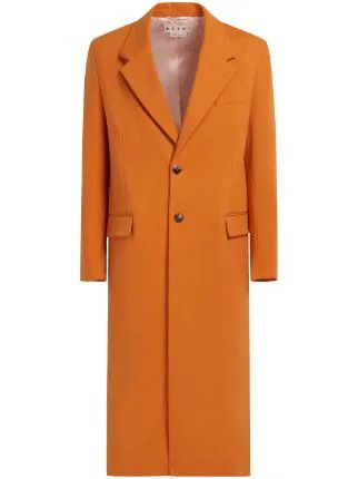 image of Marni O1W1Db10524 Single Breasted Long Coat In Orange, Women's (Size XL)