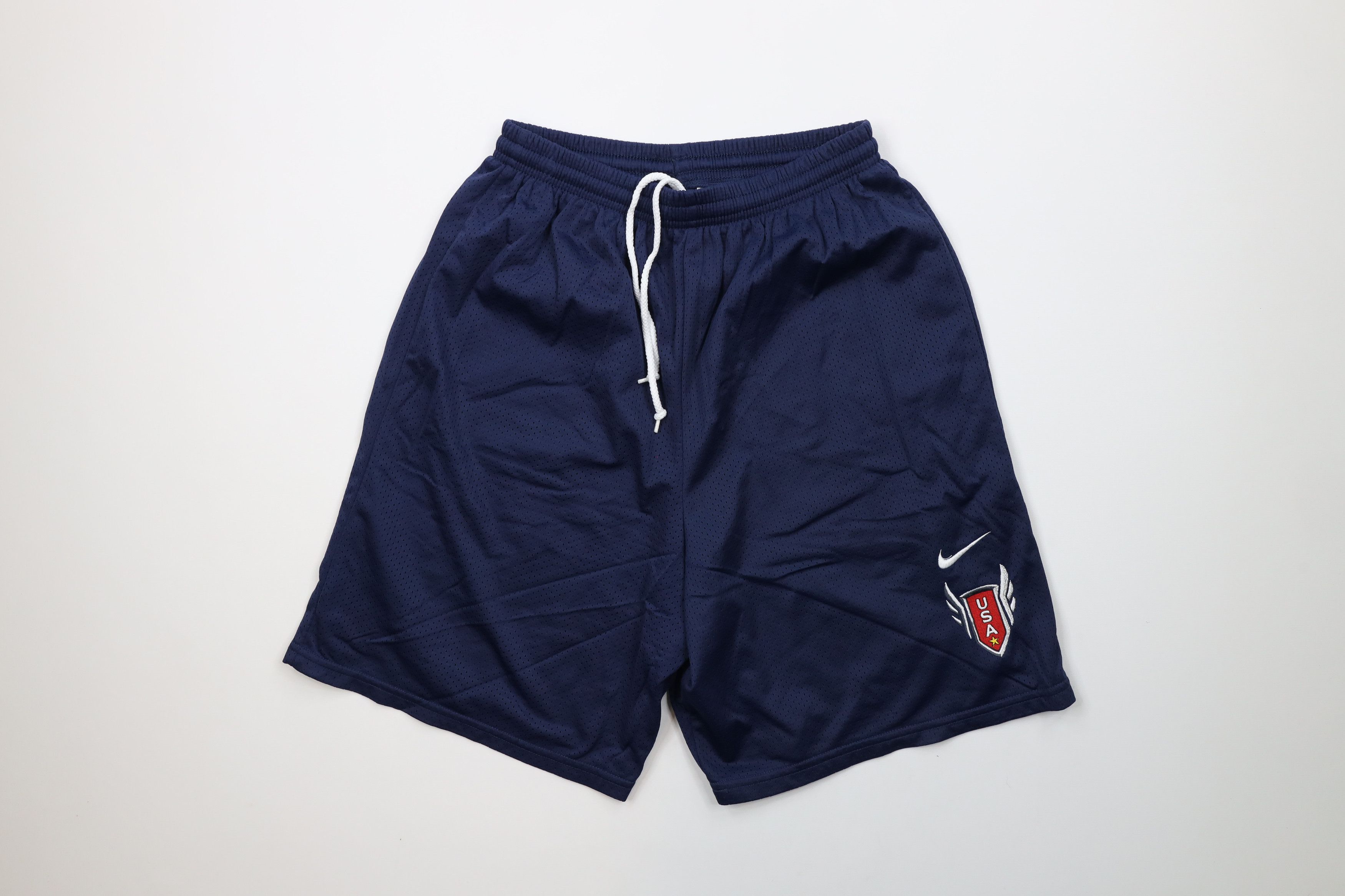 Nike × Vintage Nike Spell Out Team USA Track and Field Mesh Shorts Blue Size US 30 / EU 46 - 1 Thumbnail
