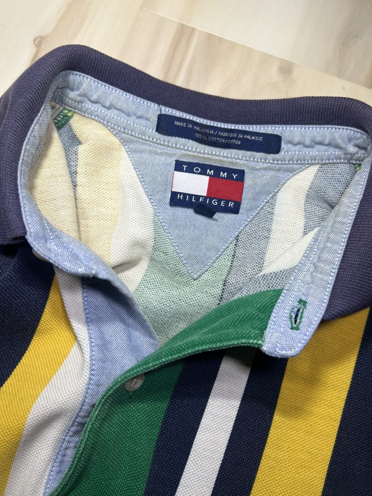 Tommy Hilfiger Vintage Tommy Hilfiger Polo Shirt Medium 90s Striped yellow Size US M / EU 48-50 / 2 - 9 Thumbnail
