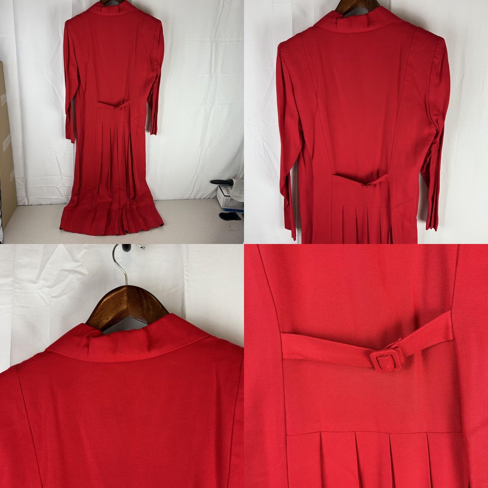 Talbots VINTAGE Talbots Donna Ricco Dress Womens 8 Red Long Sleeve Pleated Maxi 90s Size M / US 6-8 / IT 42-44 - 8 Thumbnail