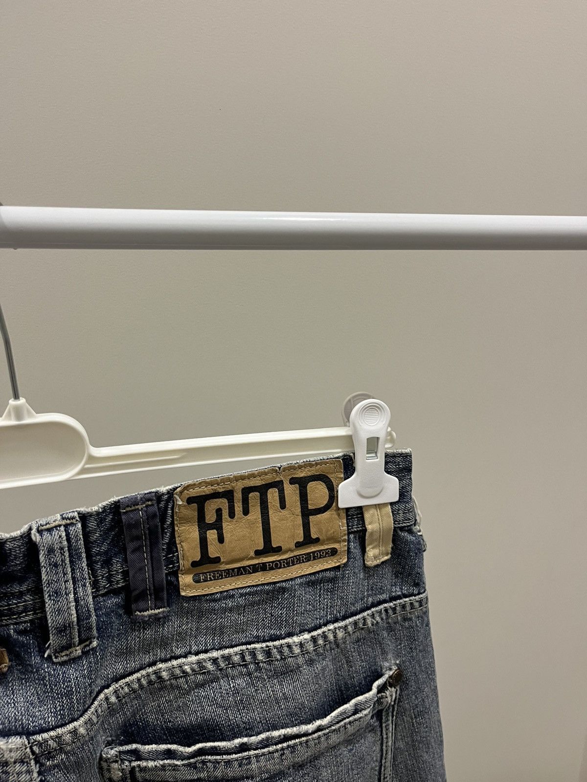 Japanese Brand FTP Vintage 90s Distressed Denim Jeans Blue Raw Hem Size 33 Size US 33 - 8 Thumbnail